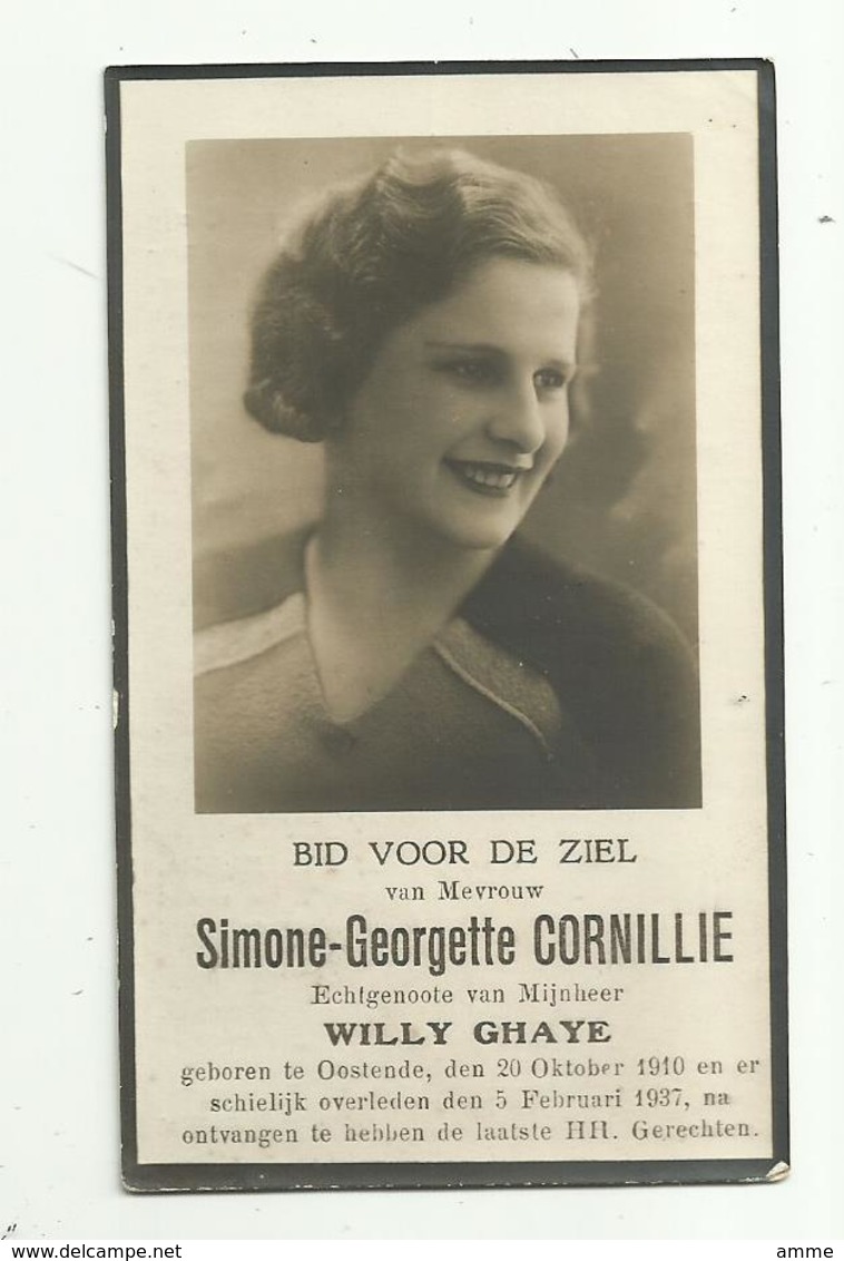 Doodsprentje  *  Cornillie Simonne-Georgette  (° Oostende1910 /  + Oostende 1937)  X Willy Ghaye - Godsdienst & Esoterisme