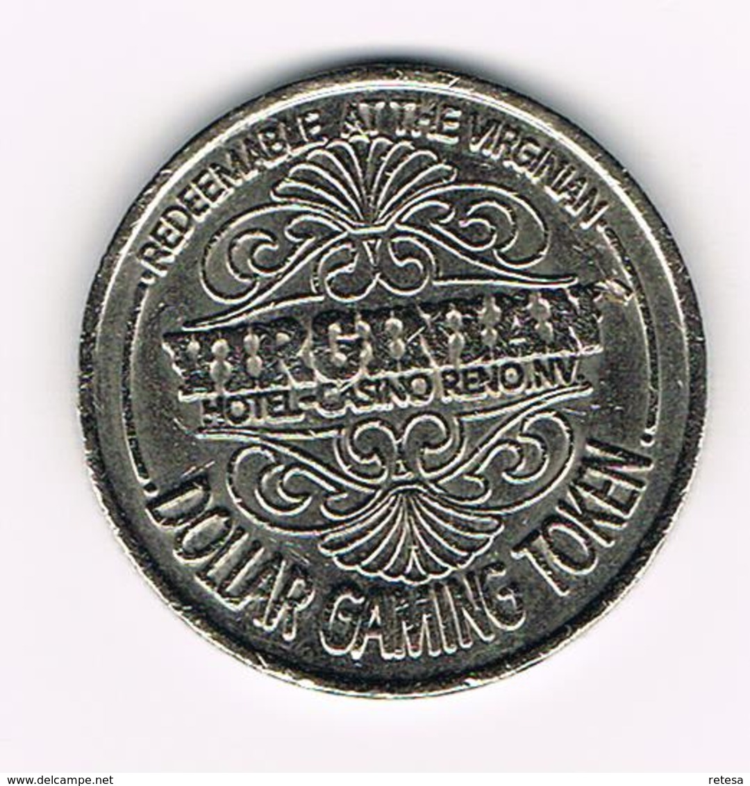 &-  VIRGINIAN  1 DOLLAR TOKEN HOTEL CASINO RENO 1988 - Pièces écrasées (Elongated Coins)