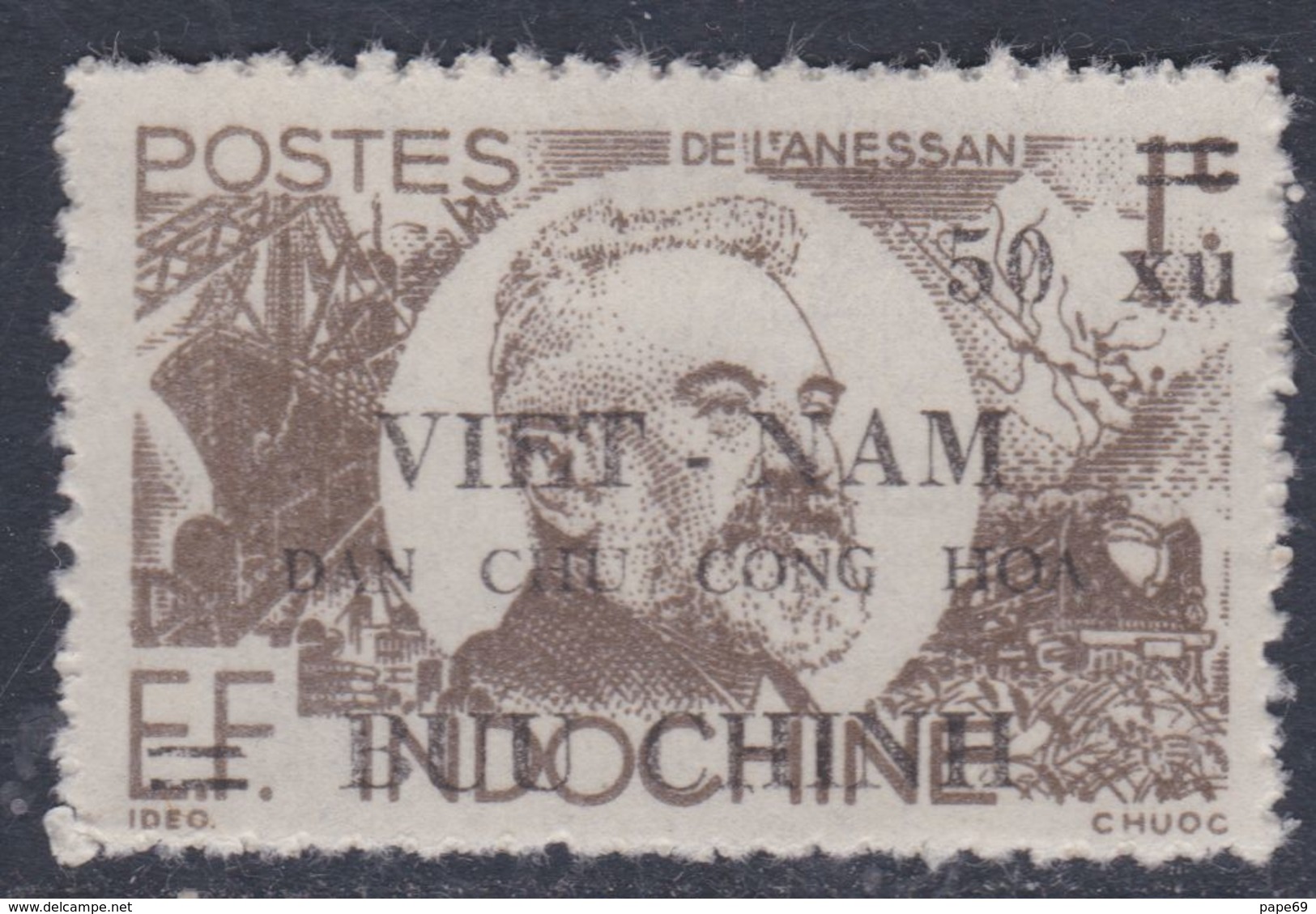 Viêt-Nam Du Nord N° 33 XX Timbres D'Indochine Surchargés : 50 Xu Sur1 C. Sépia Sans Char., Dentelure Habituelle Sinon TB - Viêt-Nam