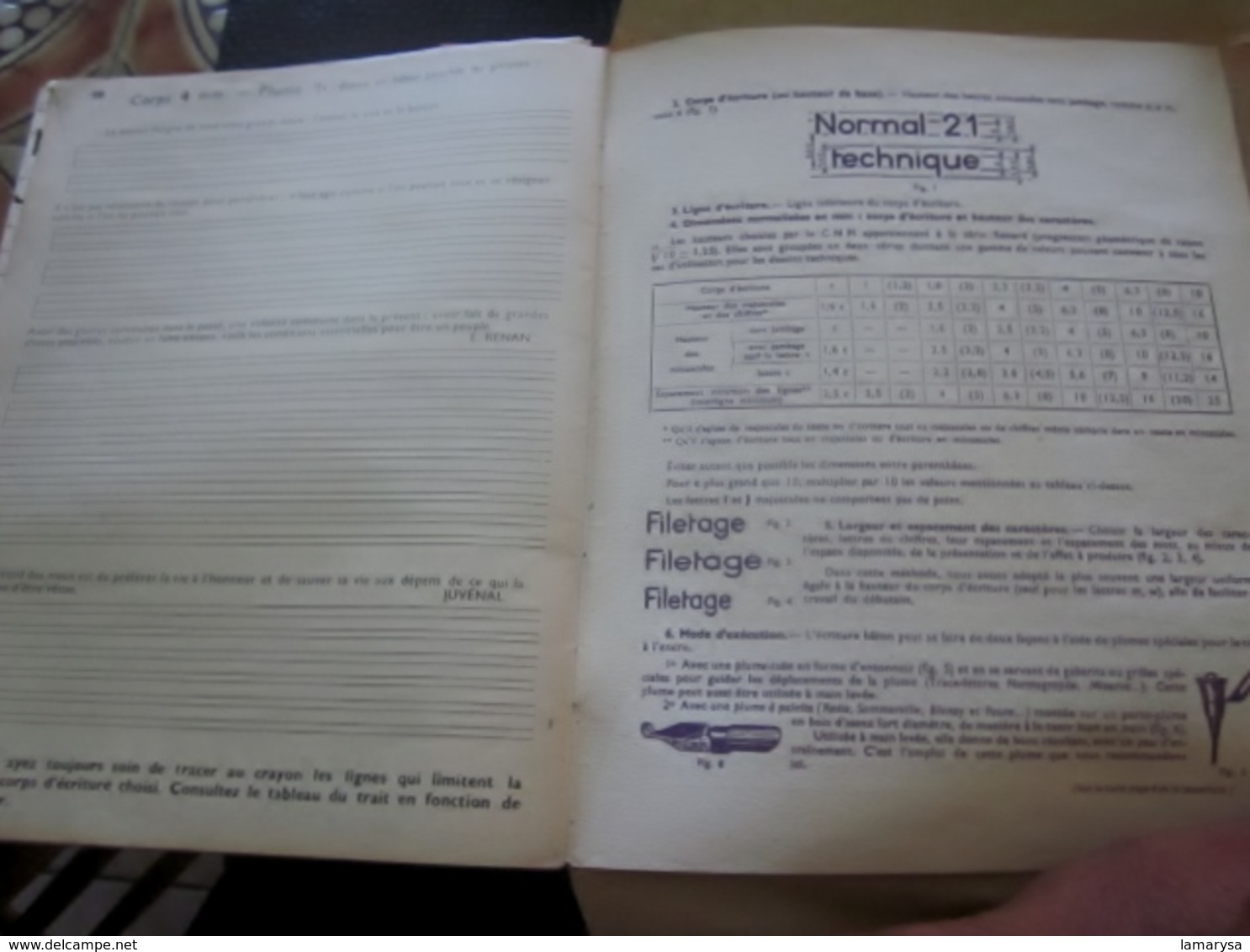 CAHIER ÉCRITURE BÂTON USAGE ÉLÈVES COLLÈGE TECHNIQUE Conforme Normes Comité Normalisation Mécanique Ed Foucher Paris