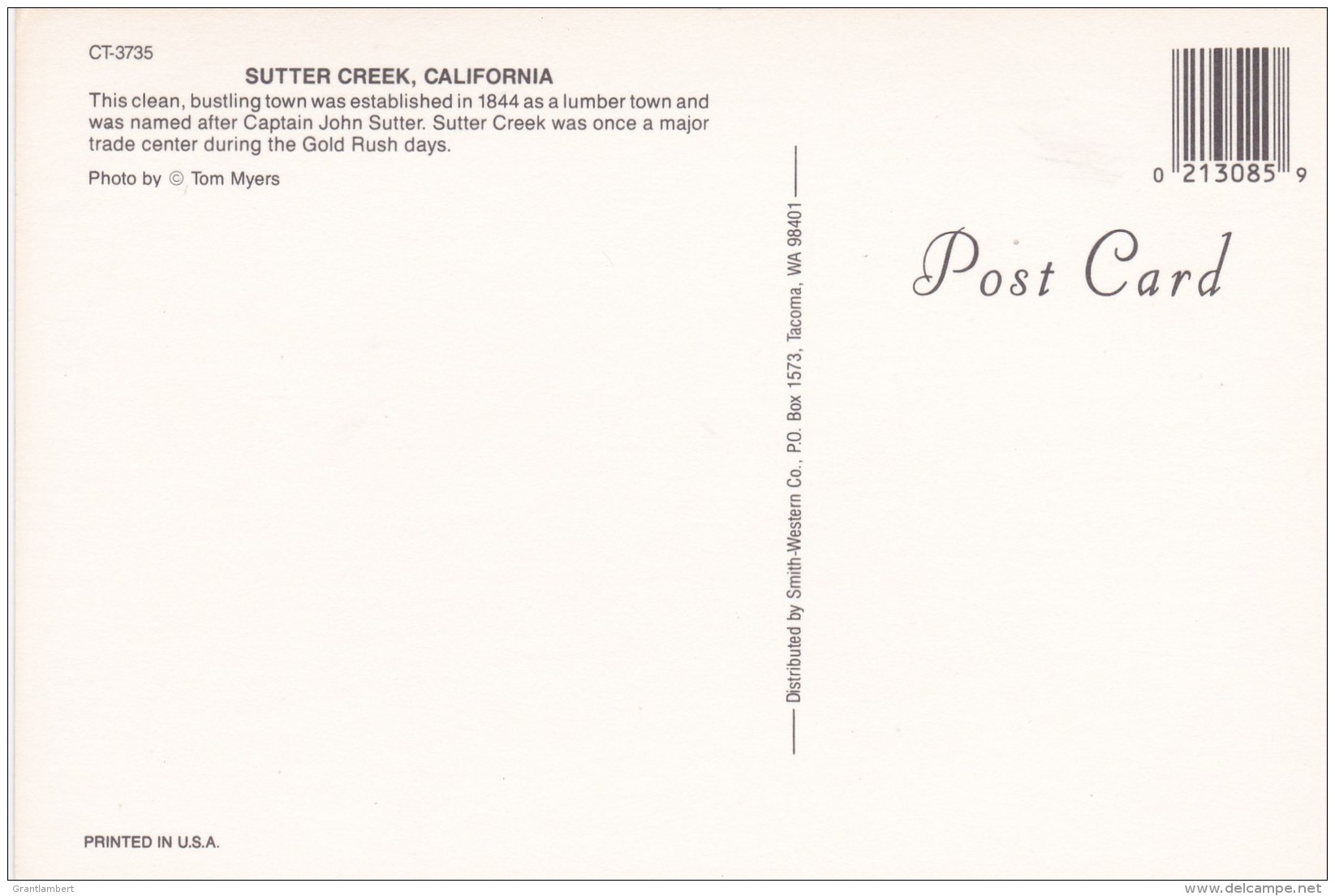 Sutter Creek, California, US Unused - Other & Unclassified