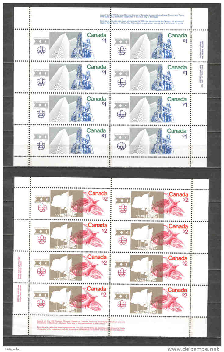 Canada 0147 MNH 1976 2 S/s Of 8v OLYMPICS Architecture Flags - Altri & Non Classificati