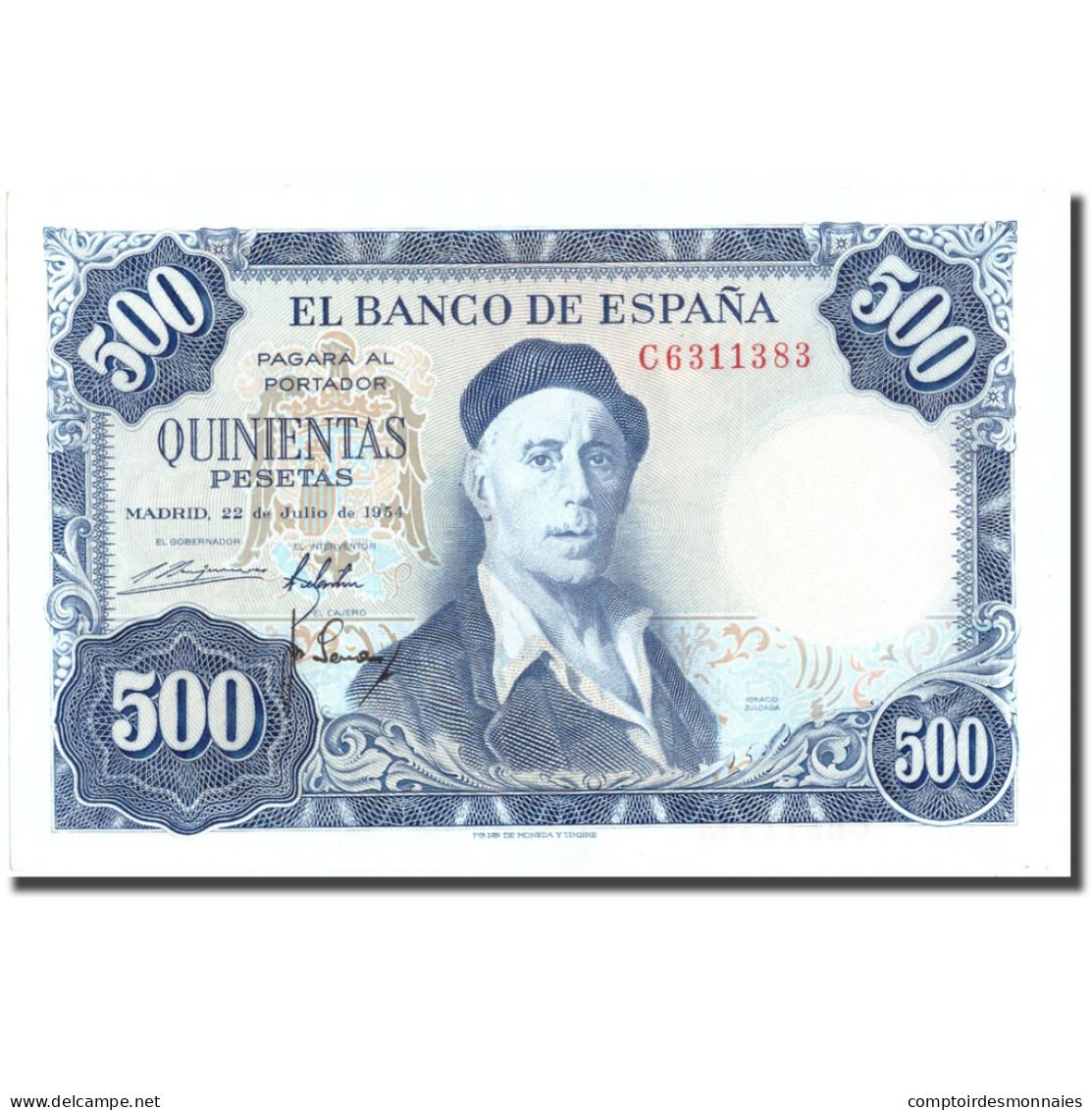 Billet, Espagne, 500 Pesetas, 1954, 1954-07-22, KM:148a, SPL+ - 500 Pesetas