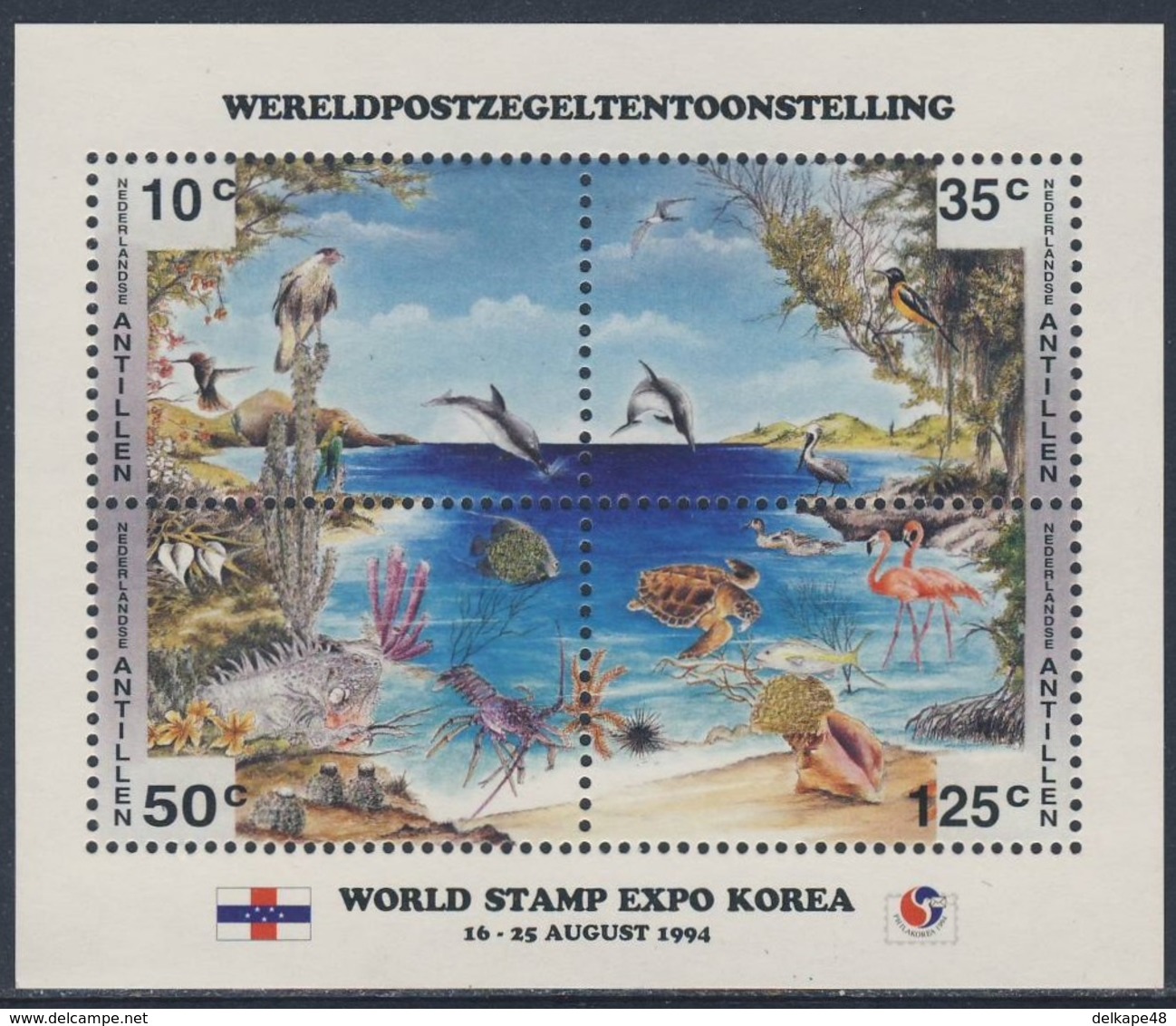 Nederlandse Antillen 1994 B41 =Mi 812 /5 ** World Stamp Expo Korea "PHILAKOREA ’94", Seoul, 16-25 August 1994 - Filatelistische Tentoonstellingen