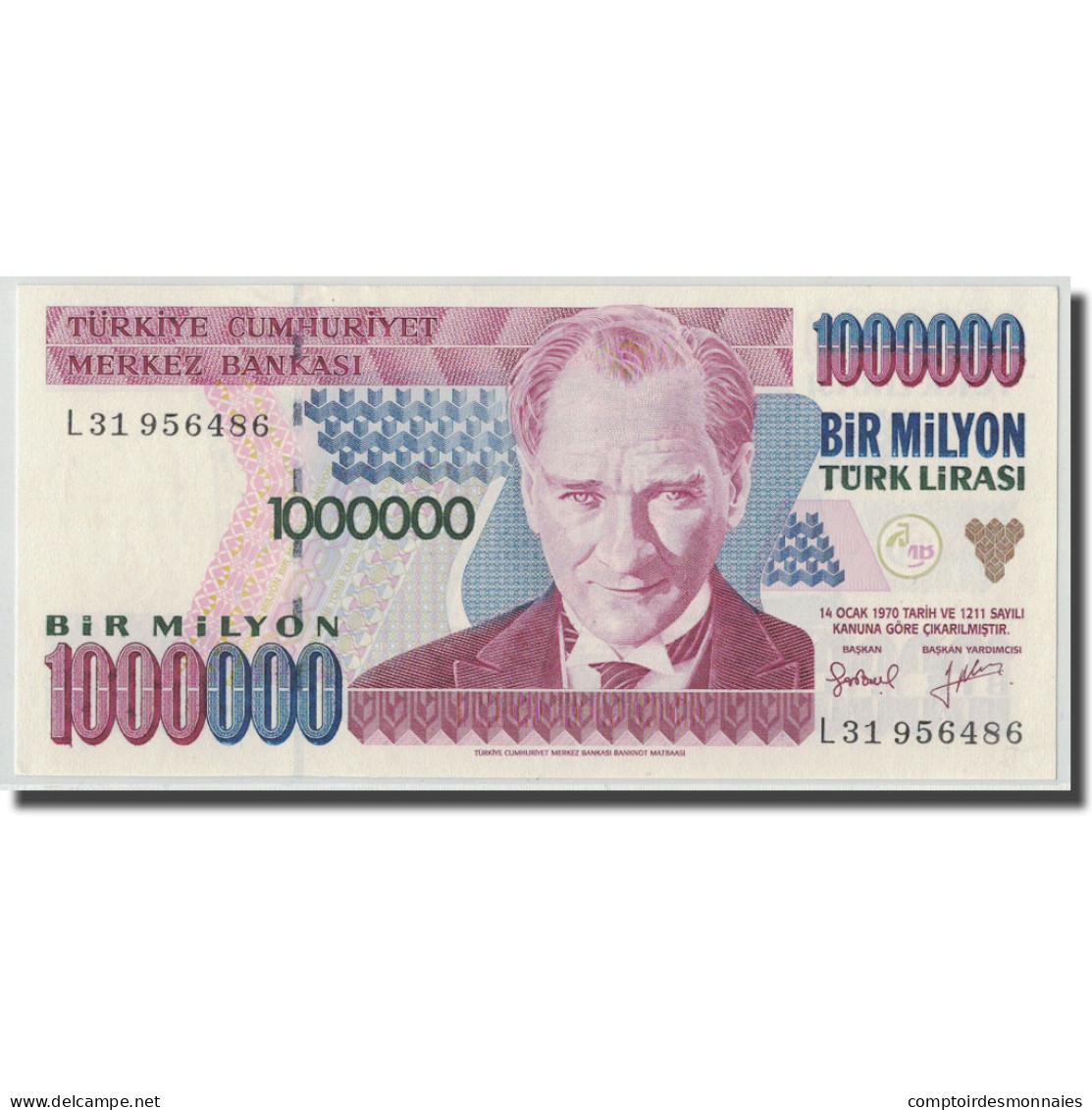 Billet, Turquie, 1,000,000 Lira, L.1970, KM:209, NEUF - Turquie
