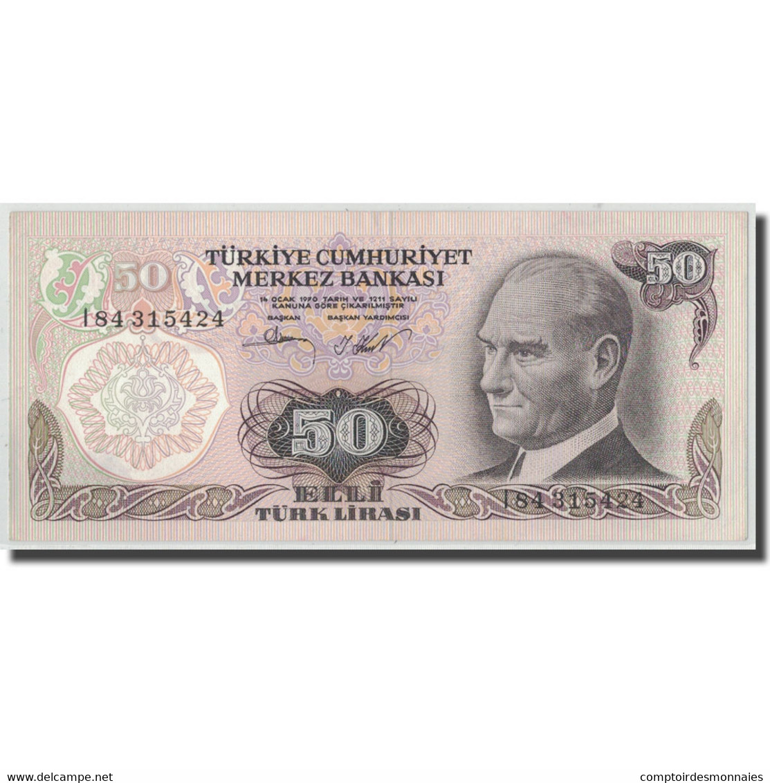 Billet, Turquie, 50 Lira, L.1970, KM:188, SPL - Turquie