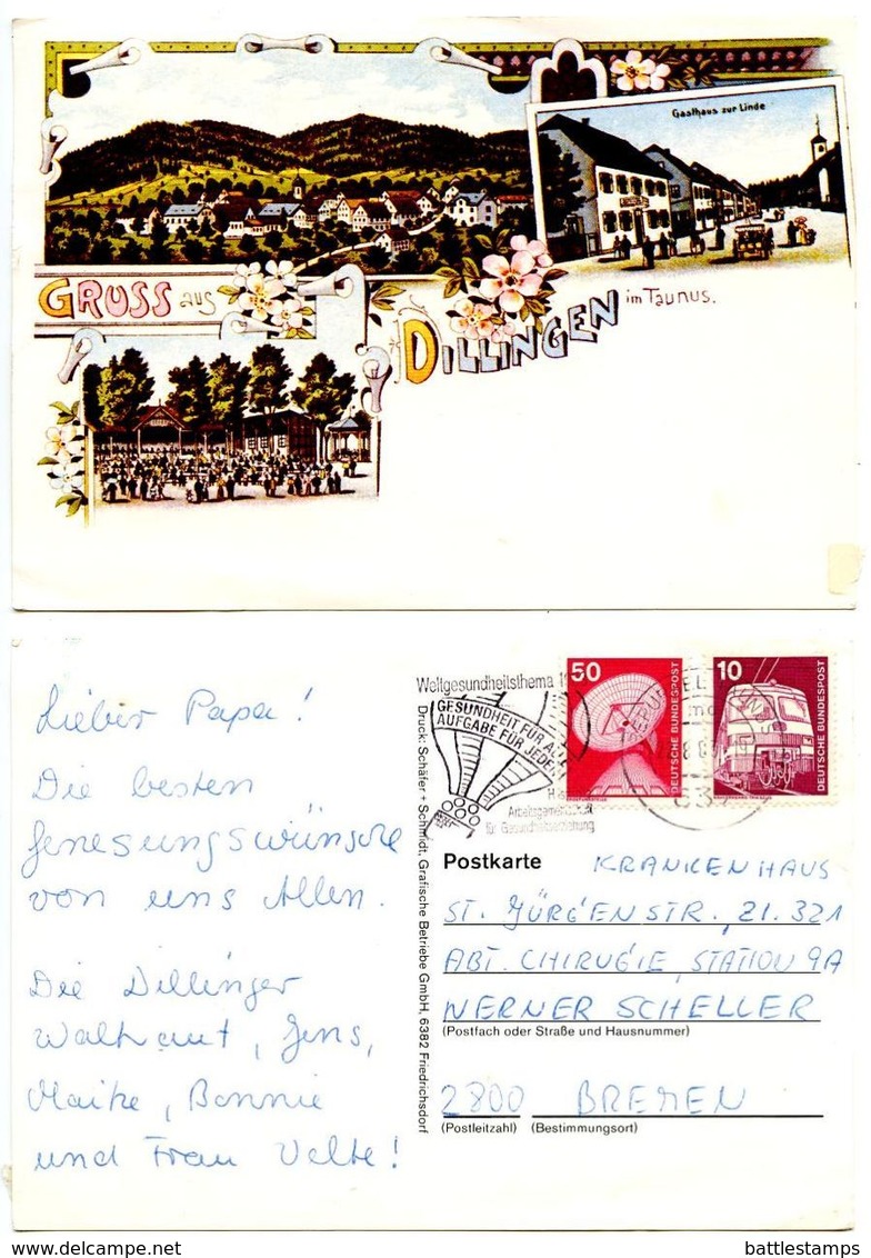 Germany 1983 Repro Postcard Gruss Aus Dillingen Im Taunus, Oberursel Cancel - Dillingen