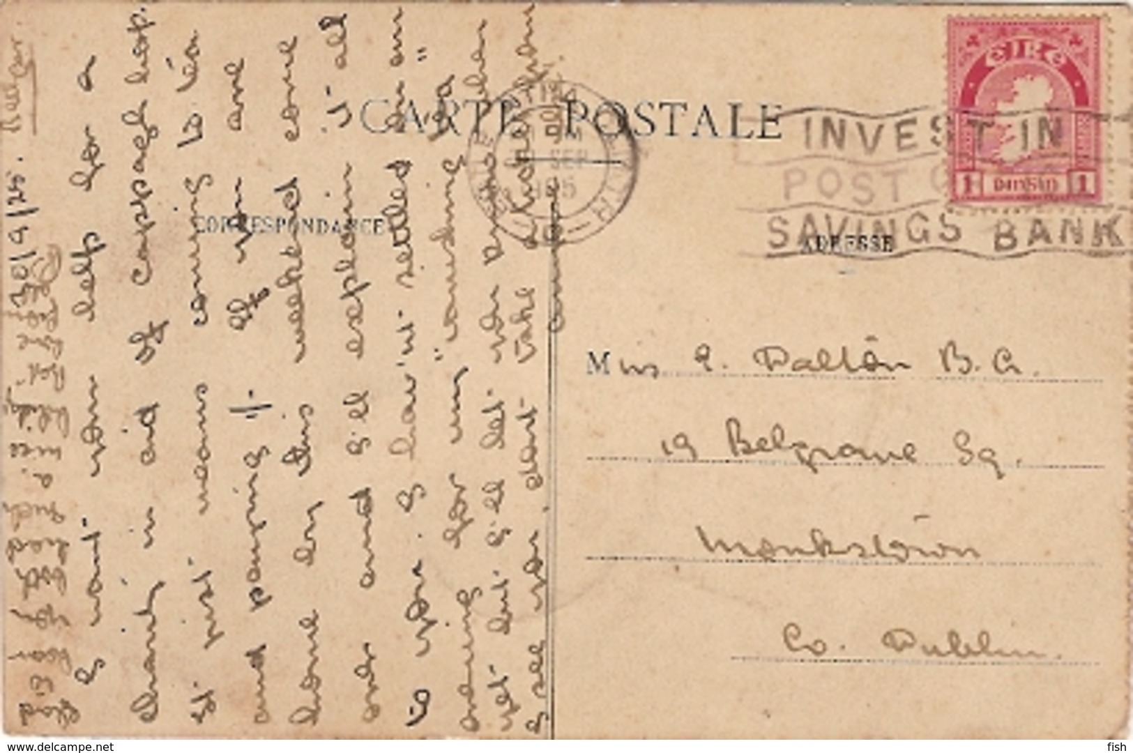 Ireland  & Marcofilia, Ruen, Basilique De Bonsecours, Grande Nef, Dublin 1925 (4332) - Cartas