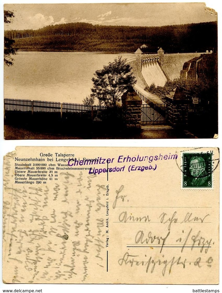 Germany 1929 Postcard Große Talsperre Neunzehnhain Bei Lengefeld I Erzgeb. - Dam - Other & Unclassified