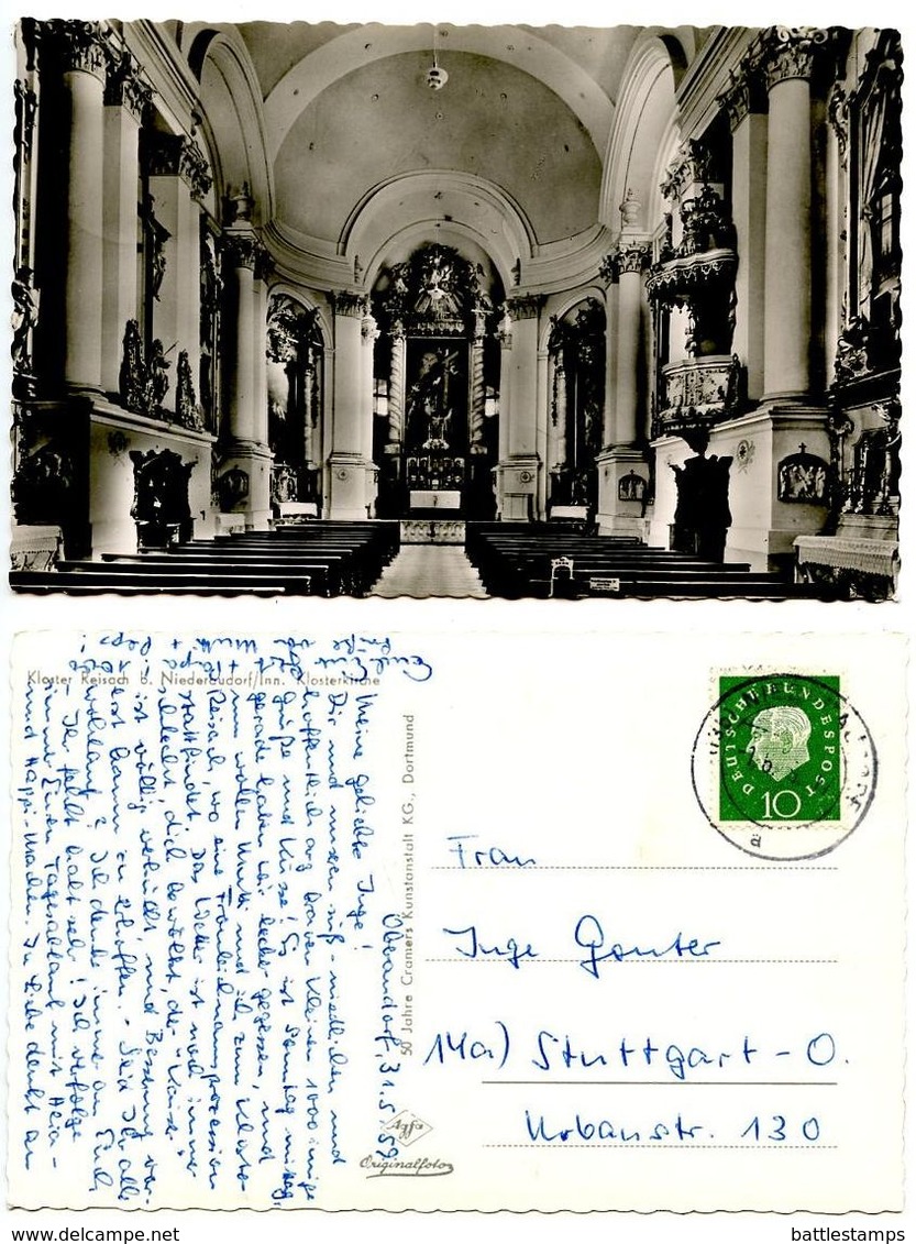 Germany, West 1959 RPPC Postcard Kloster Reisach B. Niederaudorf, To Stuttgart - Churches & Convents