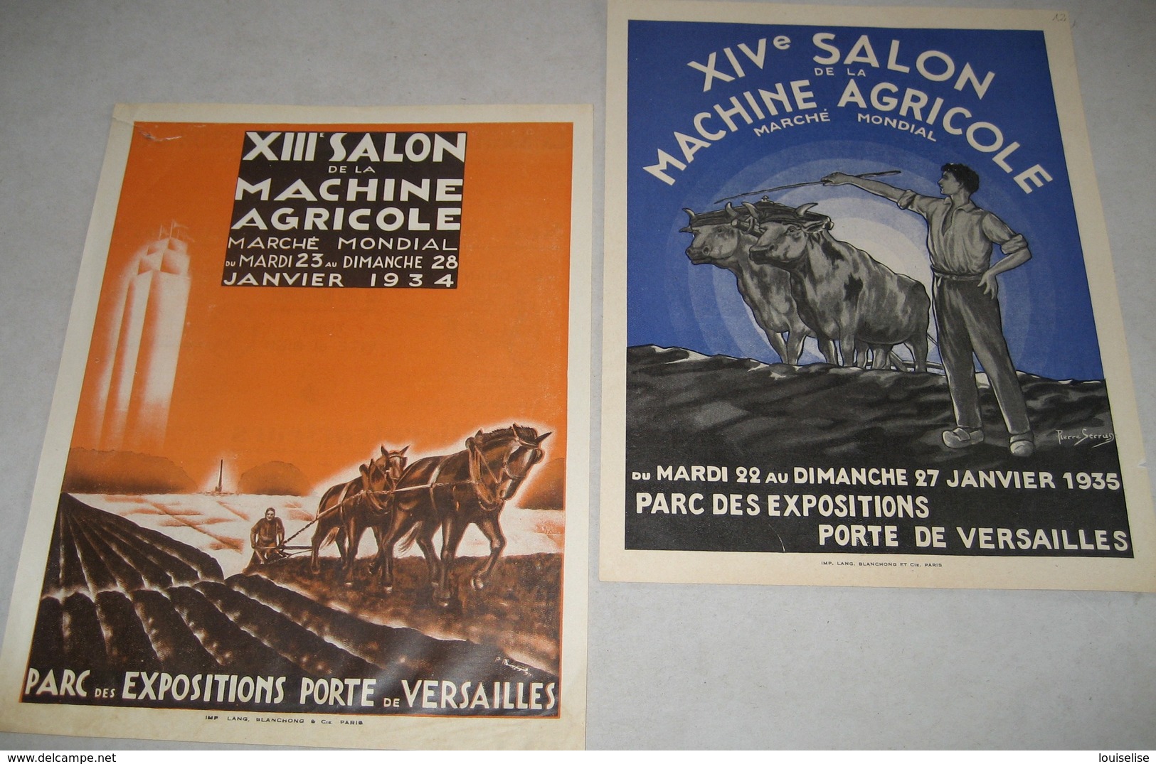 LOT  2 PUBLICITES SALONS MACHINES  AGRICOLES 1934   1935 - Advertising