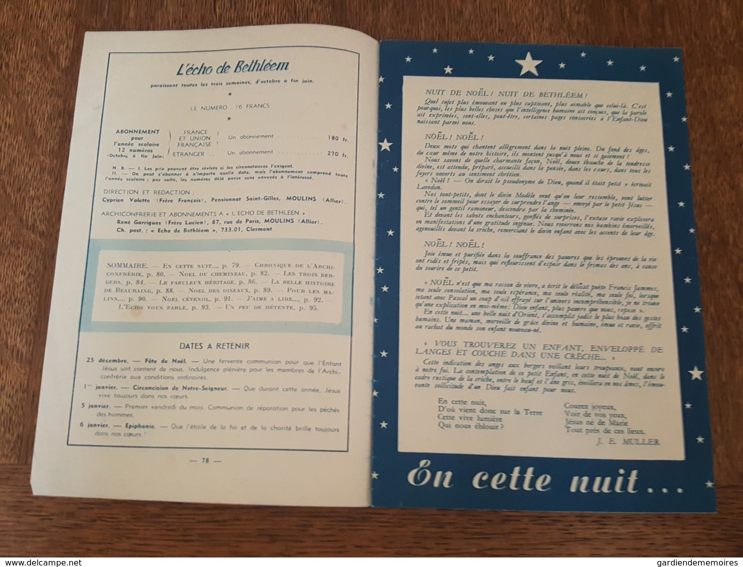 Noel 1950 - L’Écho De Bethléem - Remiremont - La Roche En Ardenne - Beauraing - Noel Cévenol - Lacrouzette, Alexandrie - Religion