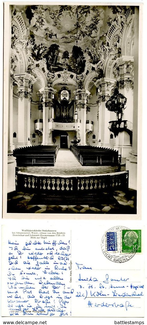 Germany, West 1954 RPPC Postcard Wallfahrtskirche Steinhausen Bei Schussenried/Württ. - Churches & Convents