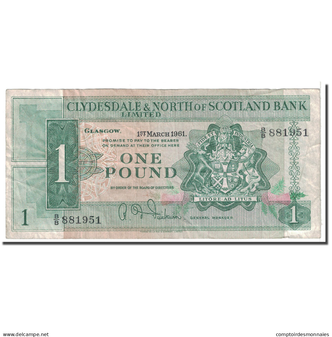 Billet, Scotland, 1 Pound, 1961, 1961-03-01, KM:195a, TB - 1 Pound