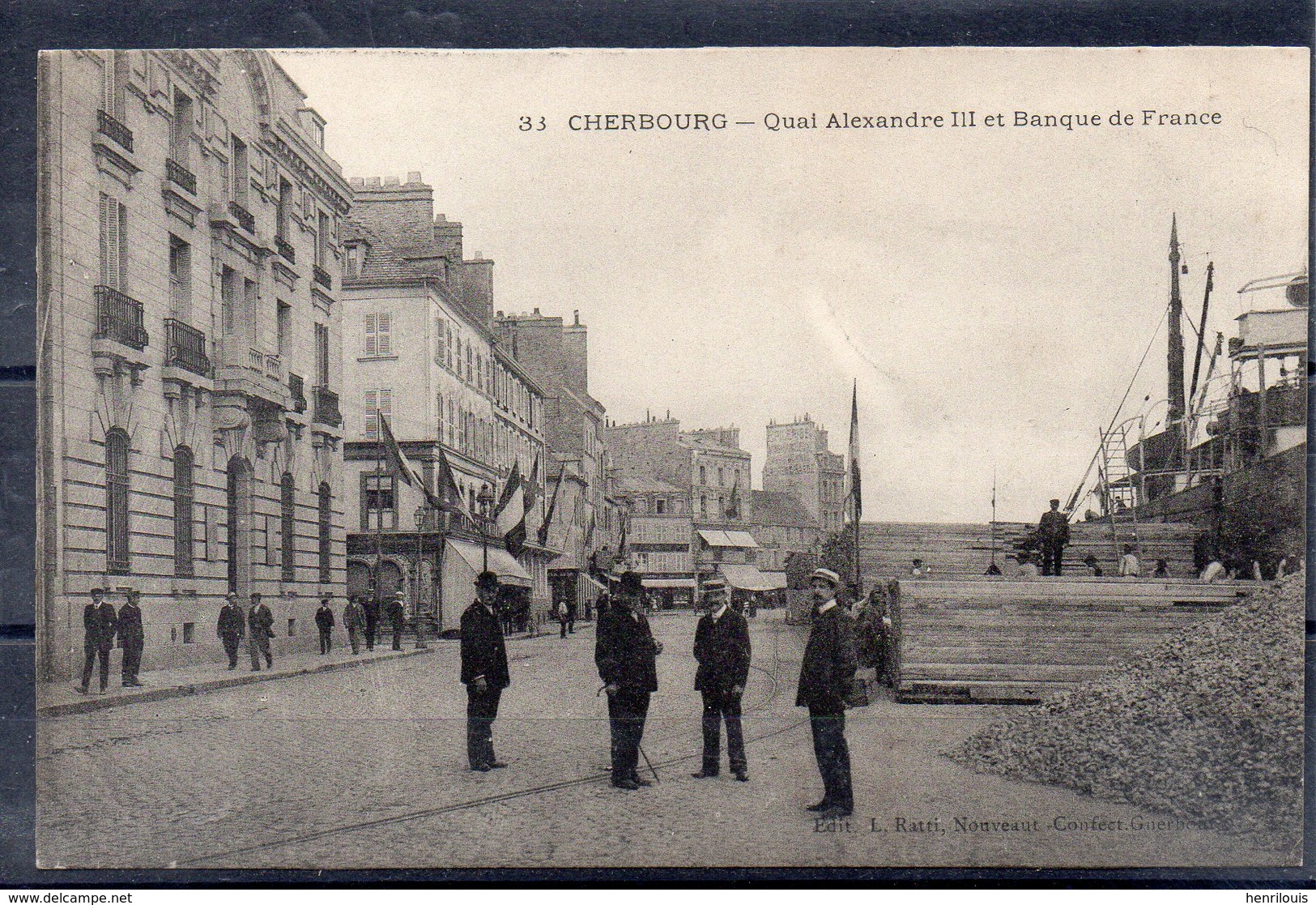 CPA 50 - CHERBOURG -( CH389 ) Quai Alexandre III - Banque De France - Cherbourg