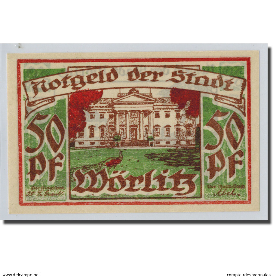 Billet, Allemagne, Wörlitz, 50 Pfennig, Paysage, O.D, SPL, Mehl:1450.1 - Other & Unclassified