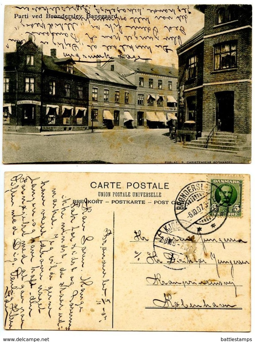 Denmark 1907 Postcard Parti Ved Brønderslev Banegaard, To Kjøbenhavn - Danimarca