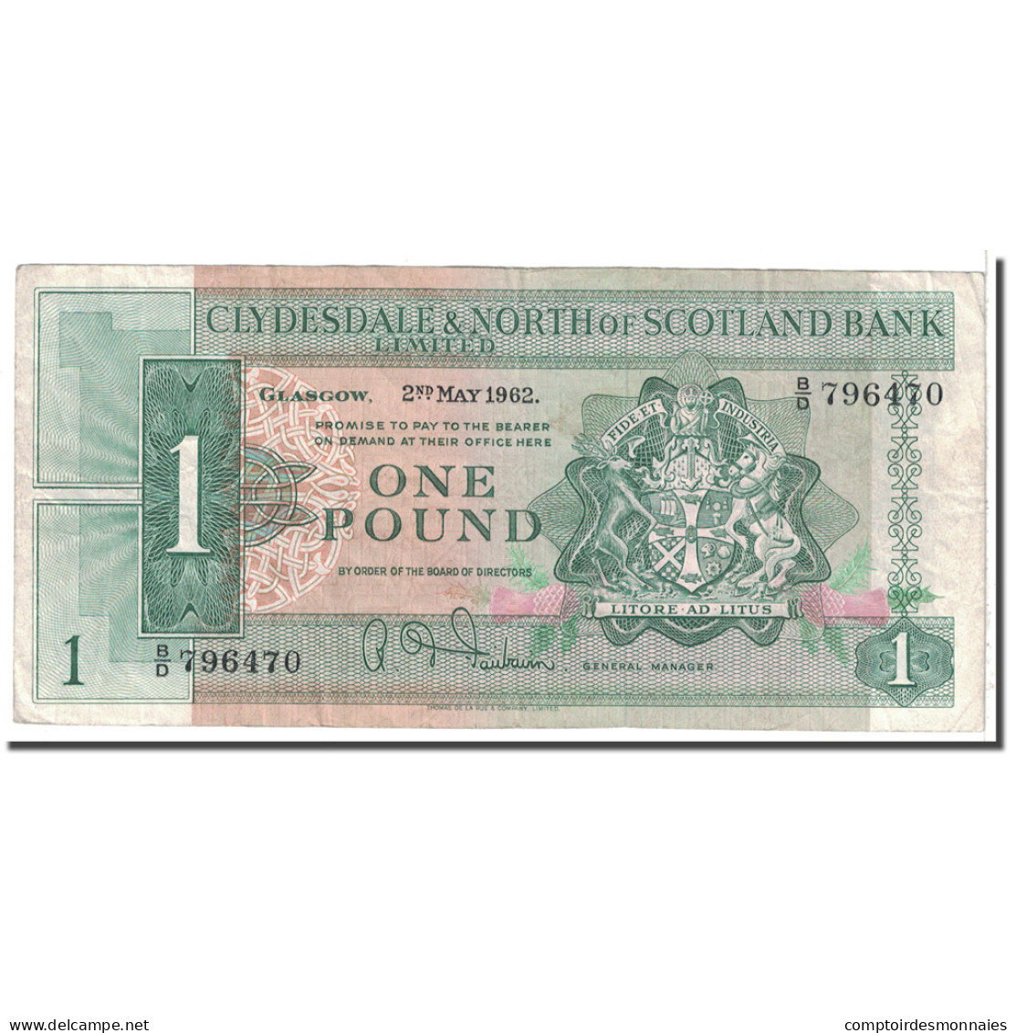 Billet, Scotland, 1 Pound, 1962, 1962-05-02, KM:195a, TB - 1 Pond