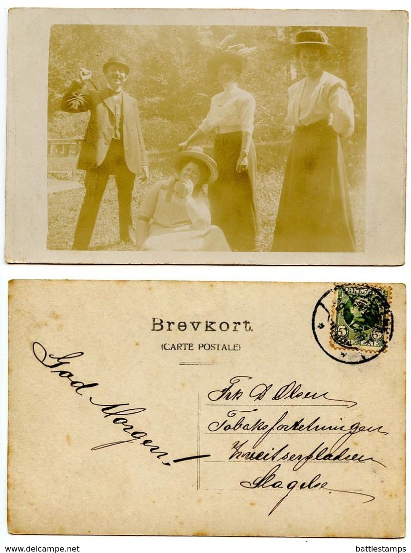 Denmark 1910‘s RPPC Postcard Women & Men, To Slagelse - Photographs