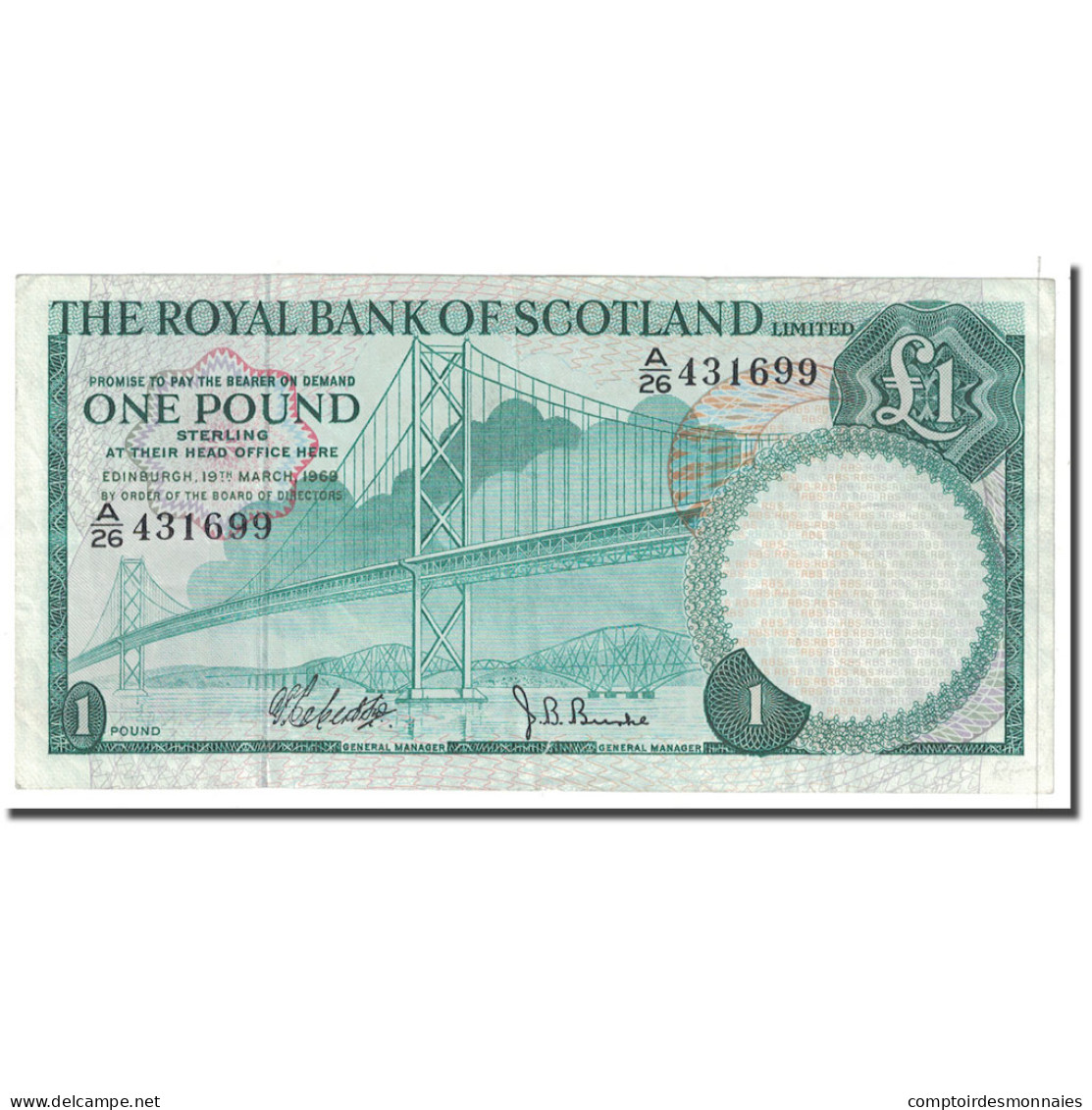 Billet, Scotland, 1 Pound, 1969, 1969-03-19, KM:329a, TTB - 1 Pound