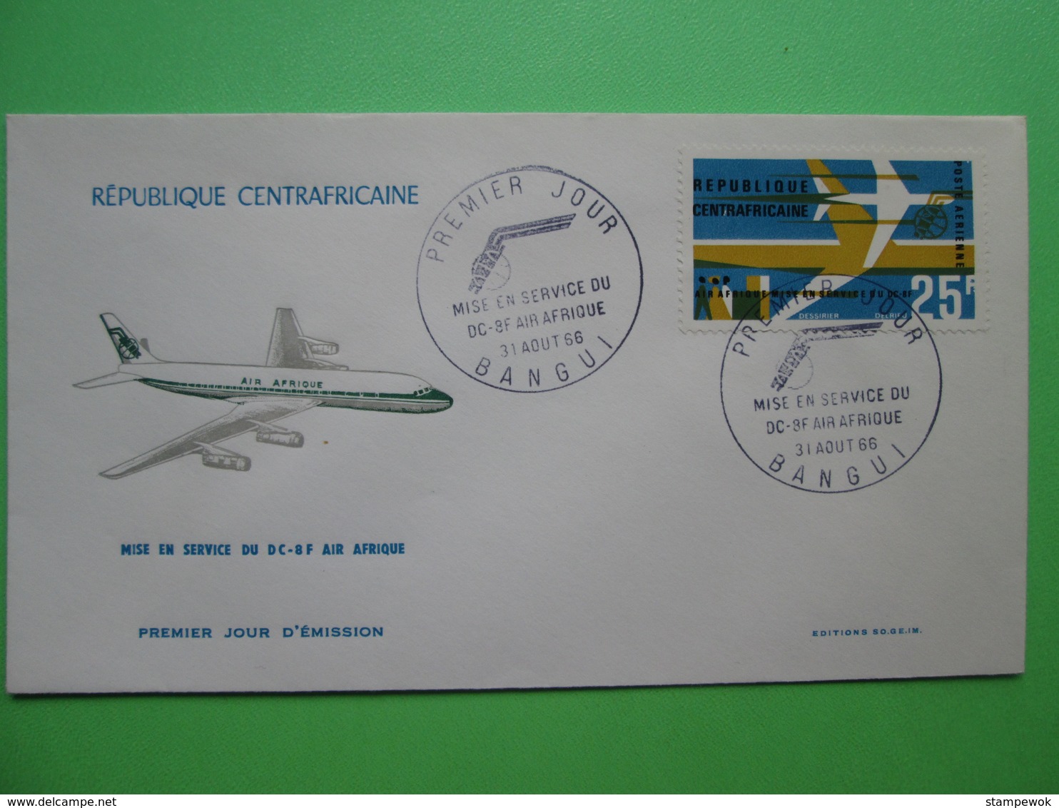 1966 Joint Central African Republic / Eleven Other Countries - Intro. Into Service Of DC8 By Air Afrique - C.A.R. FDC - Gemeinschaftsausgaben