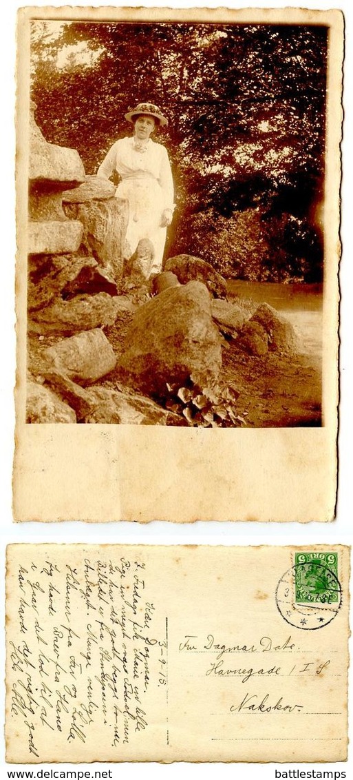 Denmark 1915 RPPC Postcard Women Near Rocks, Slagelse To Nakskov - Photographs