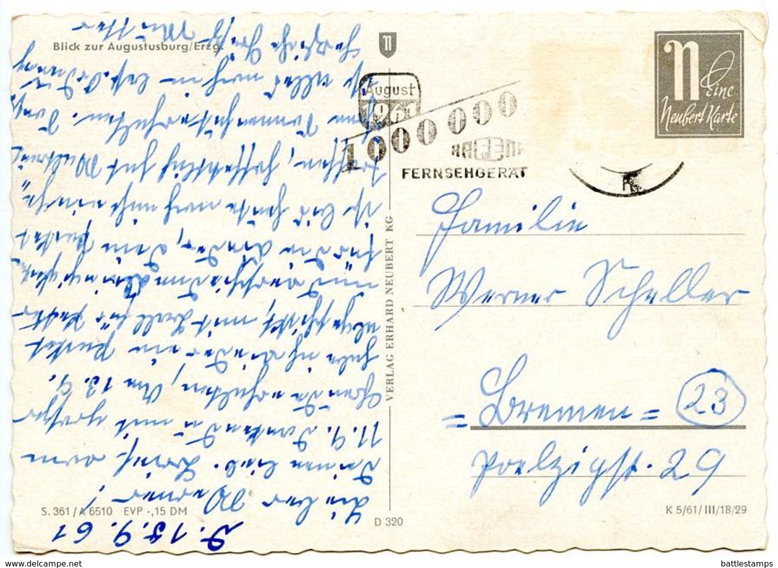 Germany, East 1961 Postcard Augustusburg / Erzg - Augustusburg