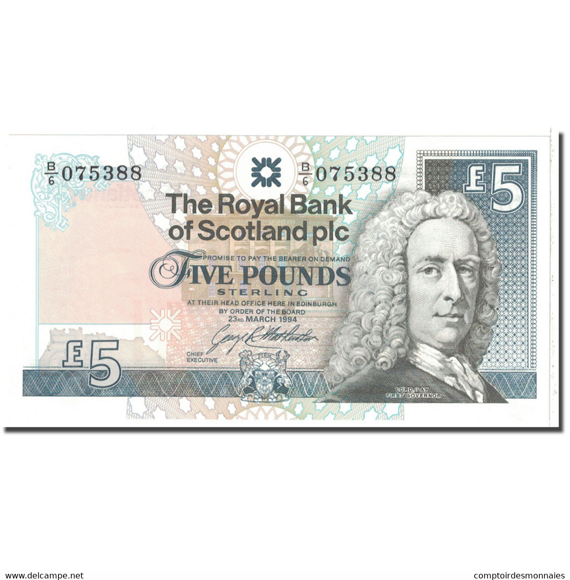 Billet, Scotland, 5 Pounds, 1994, 1994-03-23, KM:352b, SPL - 5 Pond