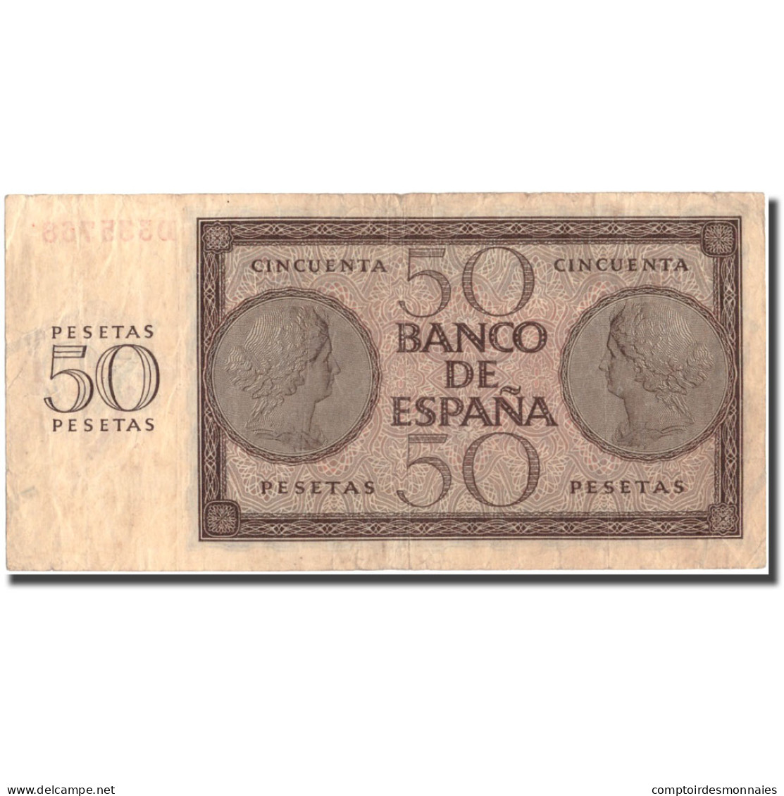 Billet, Espagne, 50 Pesetas, 1936, 1936-11-21, KM:100a, TTB - 50 Peseten