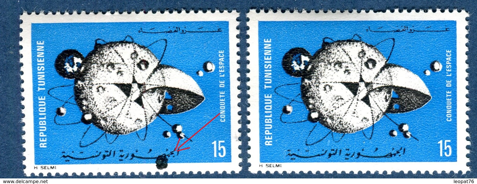 Tunisie - N° 689 - 1 Exemplaire Grosse Tache Noir D 'imprimerie  Neuf **, Signé Calves + 1 Normal (2ème Choix)- Ref V555 - Tunisia (1956-...)