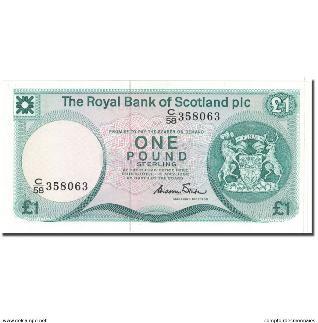 Billet, Scotland, 1 Pound, 1982, 1982-05-03, KM:341a, SPL - 1 Pond