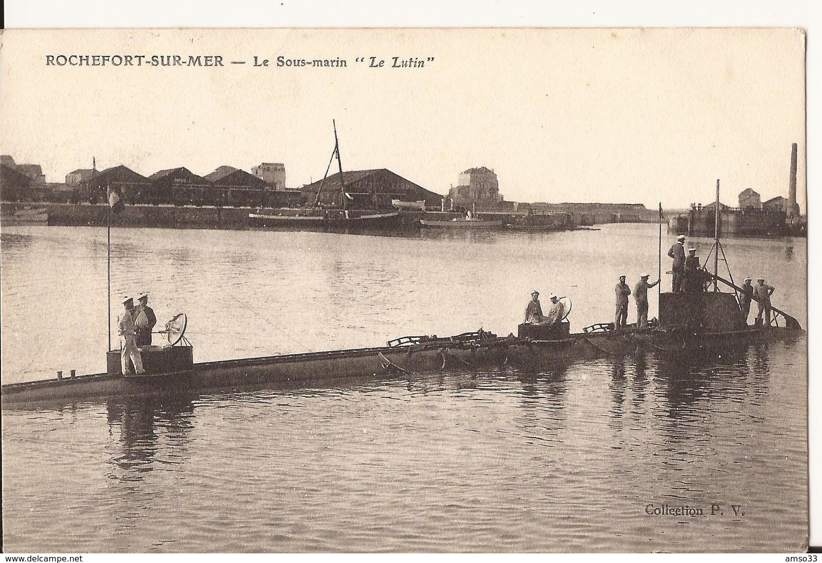 9346. CPA MARINE FRANCAISE. ROCHEFORT SUR MER. LA SOUS-MARIN "LE LUTIN" 1905 - Matériel