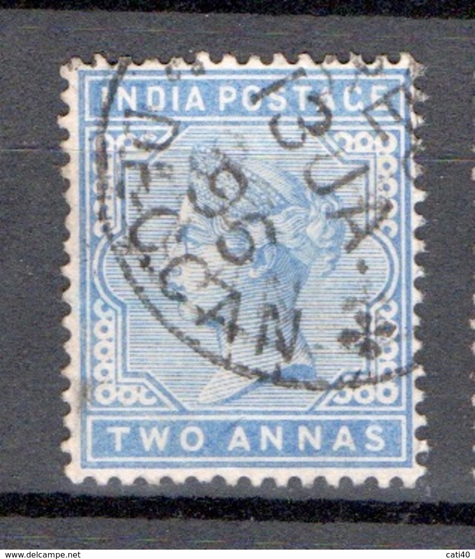 INDIA POSTAGE  VICTORIA TWO ANNAS AZZURRO  Annullo Del 1896 - 1882-1901 Impero