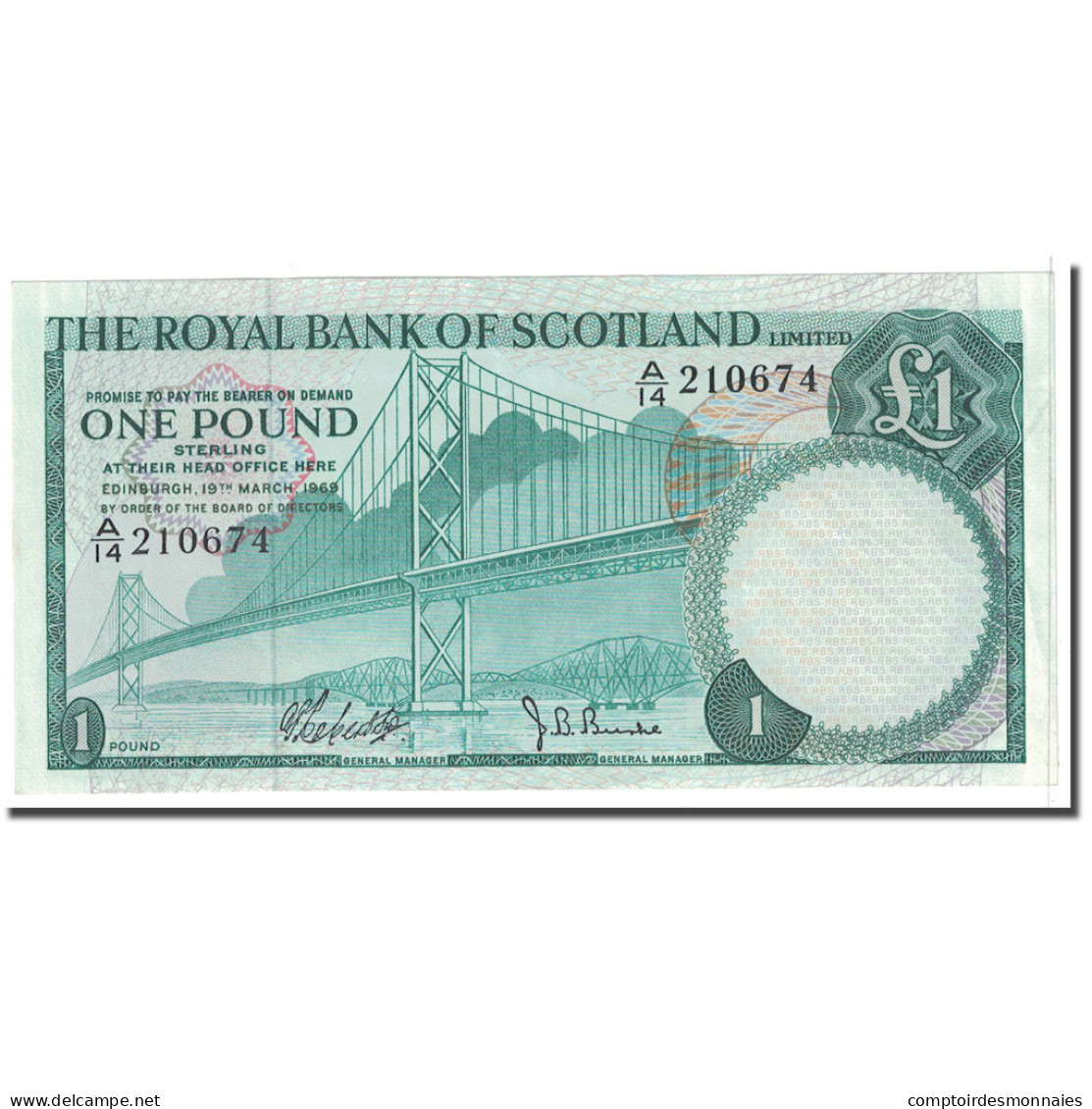 Billet, Scotland, 1 Pound, 1969, 1969-03-19, KM:329a, SPL - 1 Pound