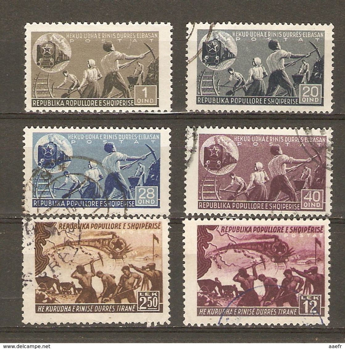 Albanie 1947/8 - Construction Du Chemin De Fer -Petit Lot De 6 Timbres - 1 MNH, 5° - Albanie