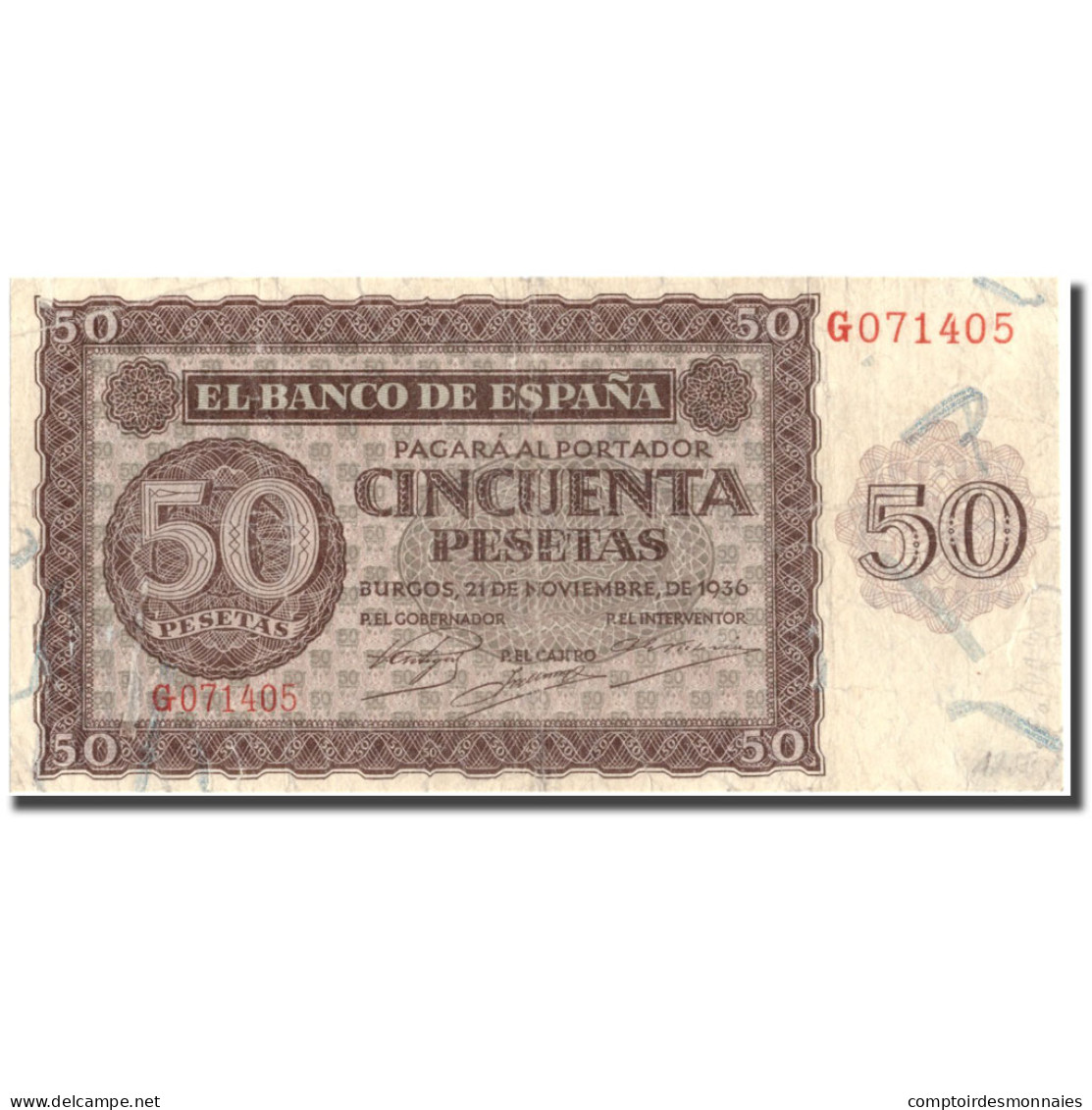 Billet, Espagne, 50 Pesetas, 1936, 1936-11-21, KM:100a, TB - 50 Peseten