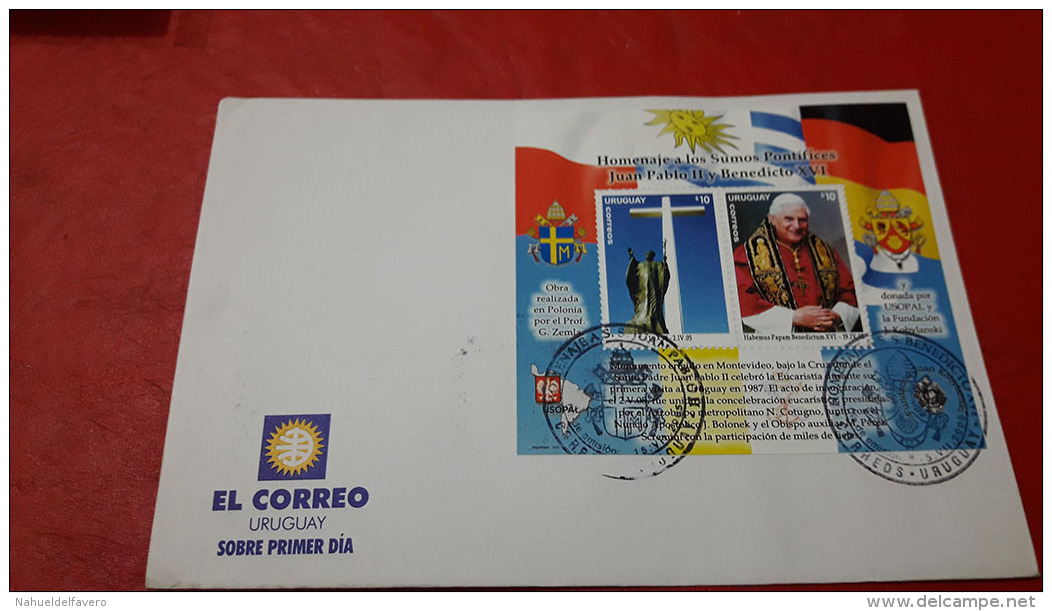 L'Uruguay FDC Homenajjes à Juan Paul II Et Benedicto XVI - Papas