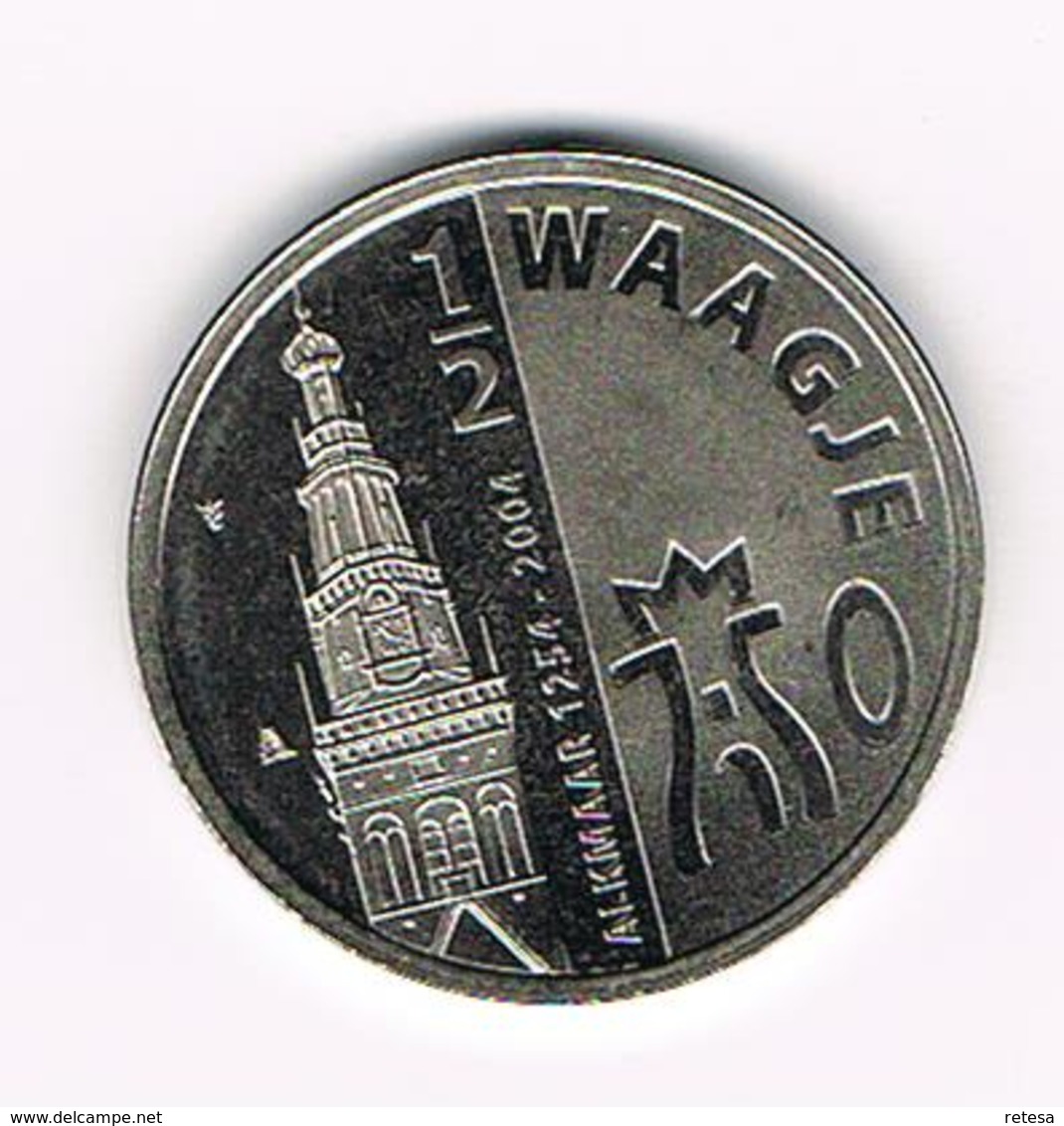 ¨¨ NEDERLAND  HERDENKINGSMUNT MARCO BORSATO ALKMAAR  1/2  WAAGJE  2004 - Pièces écrasées (Elongated Coins)