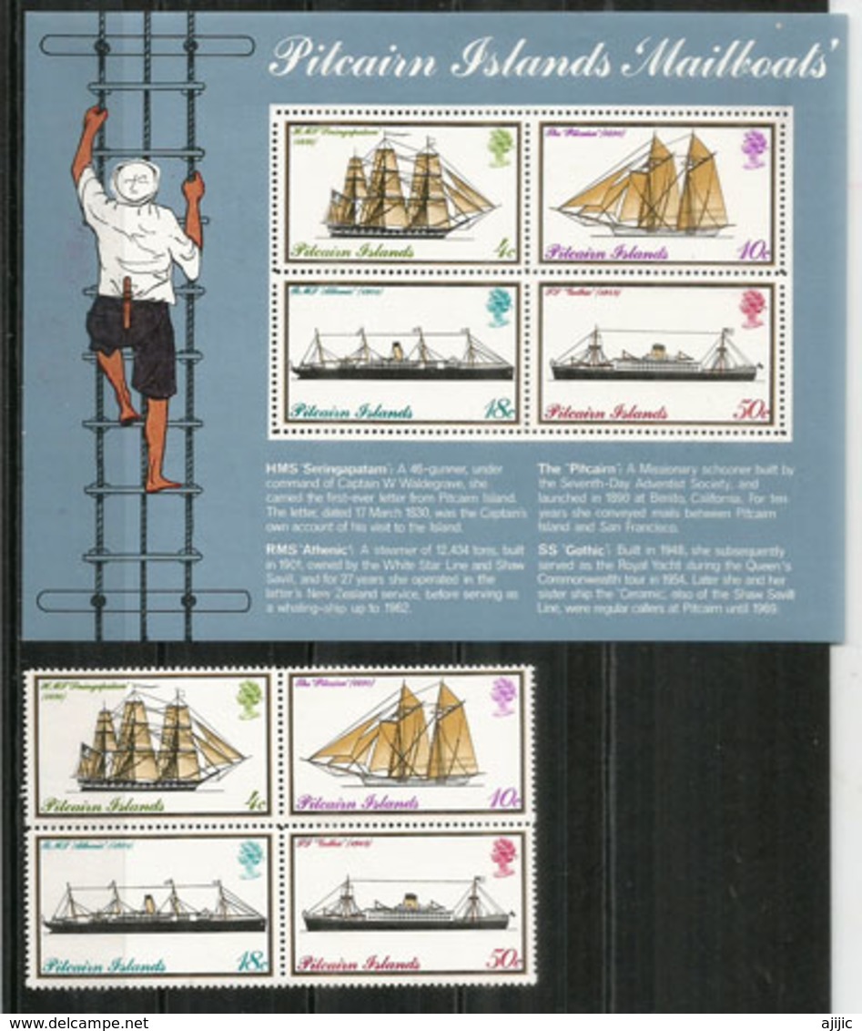 History Of Pitcairn Islands Mailboats, Bloc-feuillet + Série Neufs **.  Côte  50,00  € EUR - Pitcairn