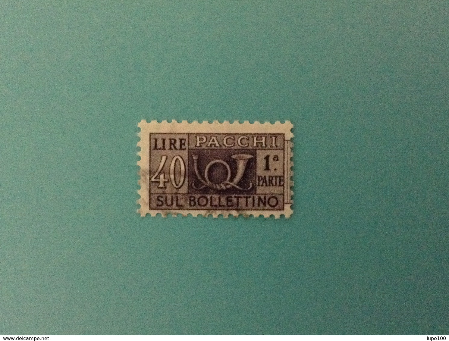 ITALIA FRANCOBOLLO USATO ITALY STAMP USED PACCHI POSTALI 40 LIRE FILIGRANA STELLE 1 PARTE BOLLETTINO - Pacchi Postali