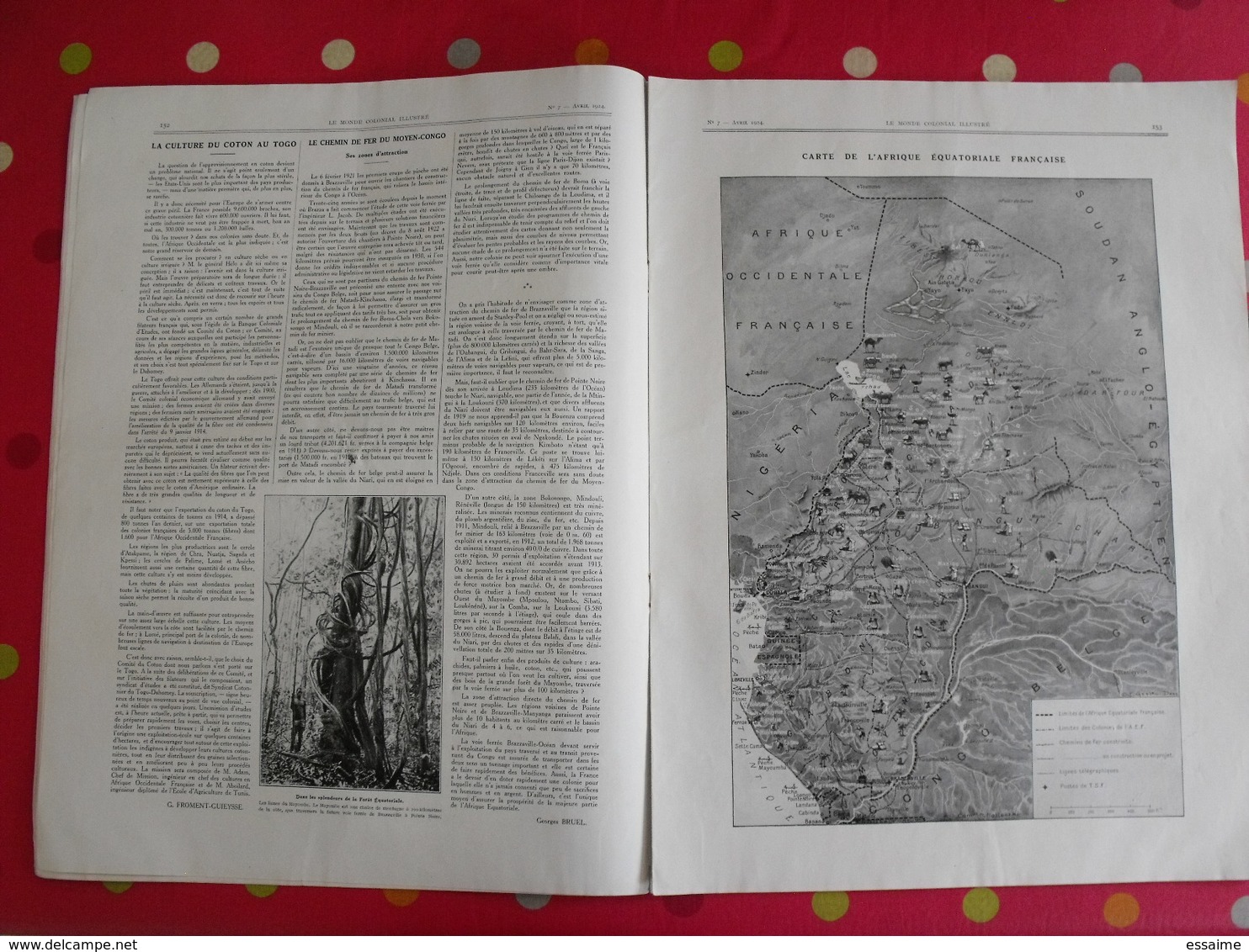 le monde colonial illustré n° 7 de 1924. tchad brazzaville réunion saint-pierre miquelon madagascar binao saigon cholon