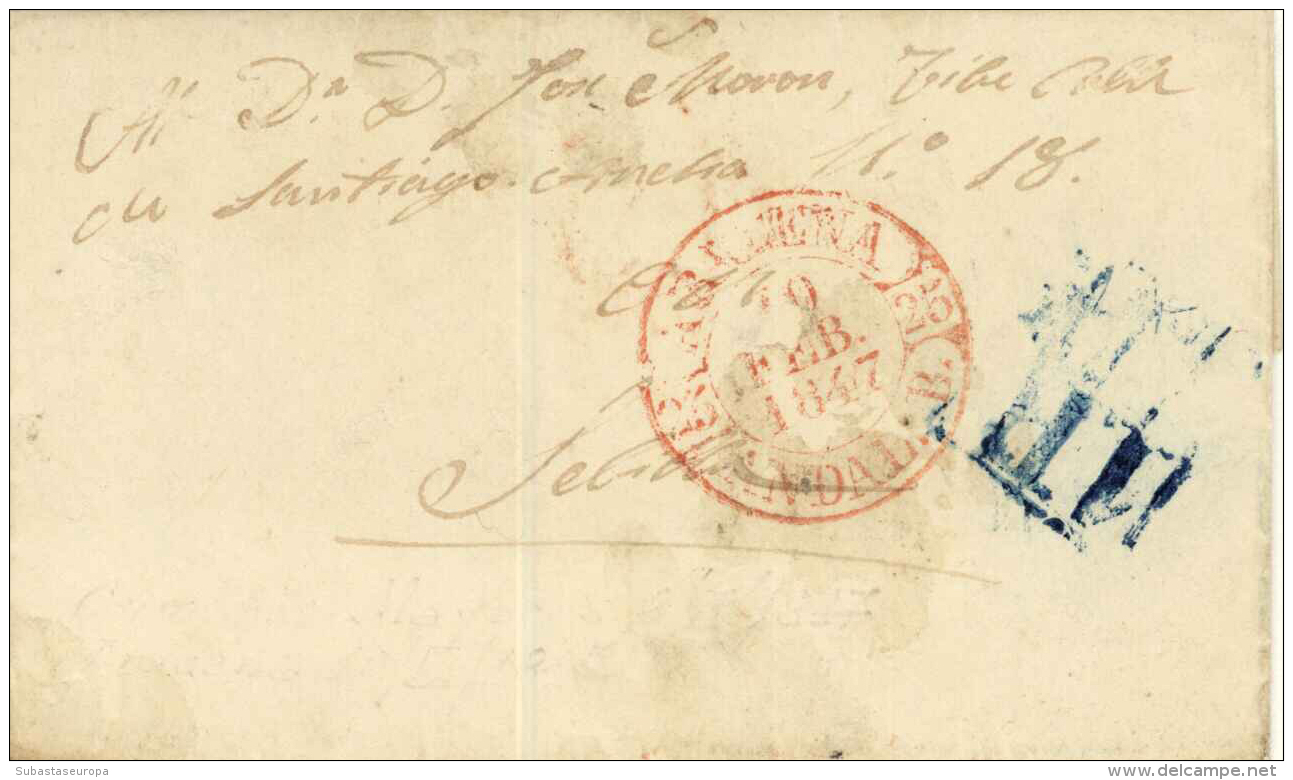 D.P. 25. 1847. Carta Circulada De Aracena A Sevilla. Preciosa. - ...-1850 Prephilately