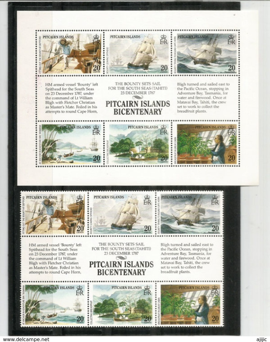 Pitcairn Islands Bicentenary,  Bloc-feuillet + Série Neufs **. Côte 20,00  € EUR - Pitcairn