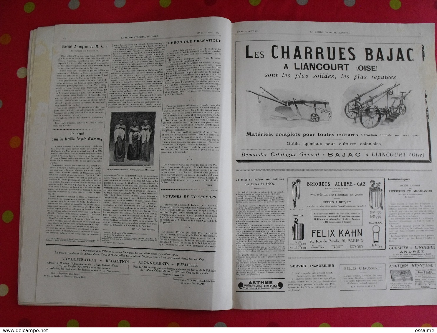 le monde colonial illustré n° 11 de 1924. tahiti guadeloupe cambodge annam océanie laos marquises saint-pierre miquelon