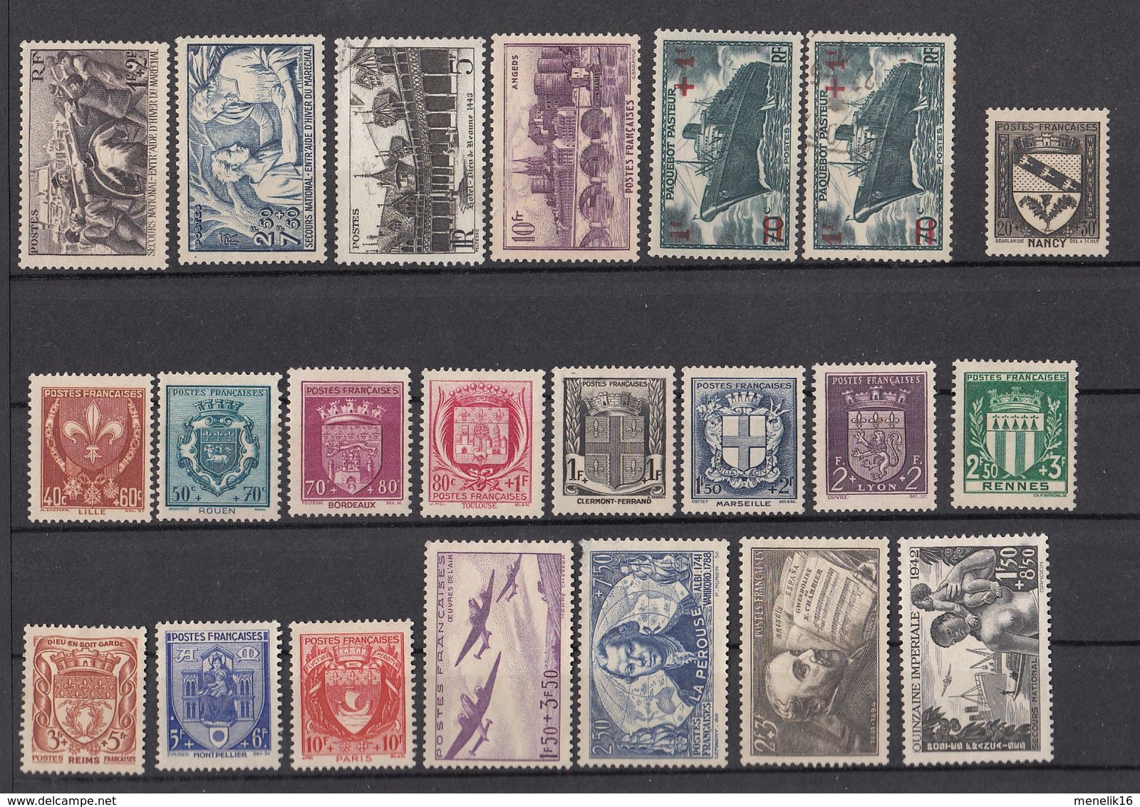 Ghle - Lot timbres France - Neufs sans gomme ou oblitérés - Classiques et timbres jusque 1959 - lot sympa