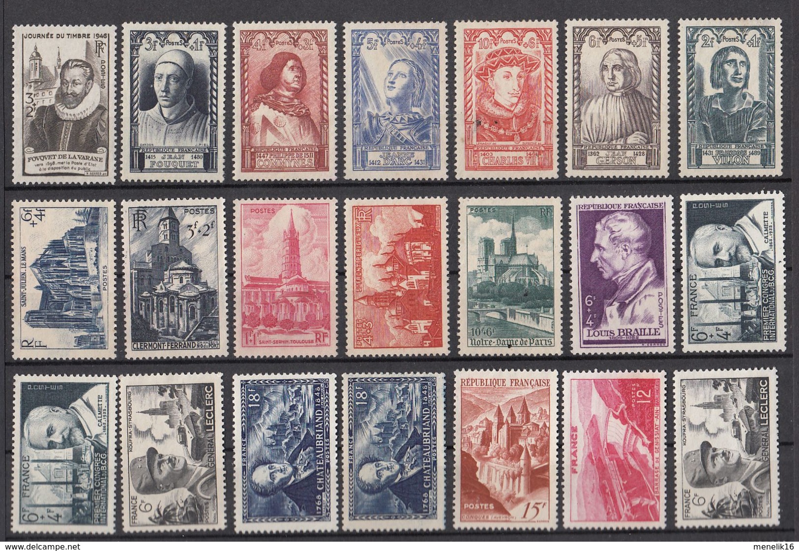 Ghle - Lot timbres France - Neufs sans gomme ou oblitérés - Classiques et timbres jusque 1959 - lot sympa