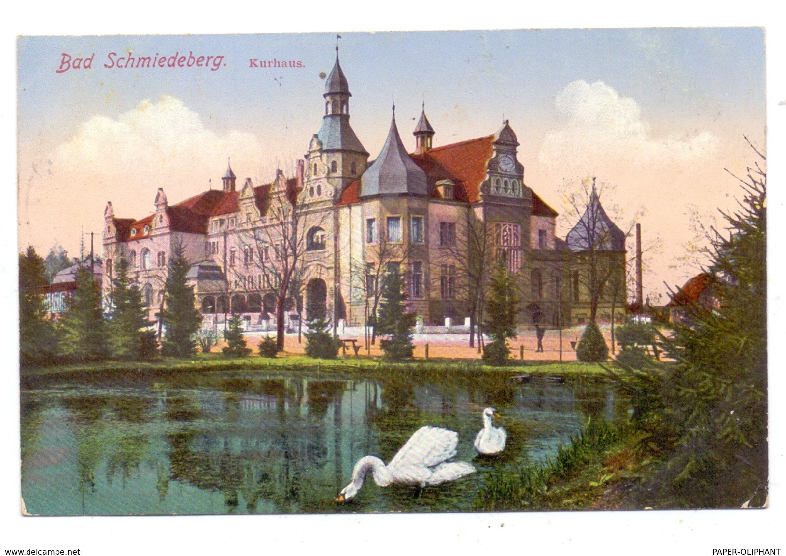 0-4603 BAD SCHMIEDEBERG, Kurhaus, Schwäne, 1917, Feldpost - Bad Schmiedeberg