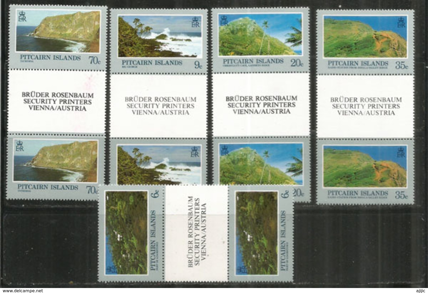 Paysages De L'île Pitcairn , 10 Timbres  Neufs ** Avec Bridge Central, Se-tenant - Pitcairn Islands