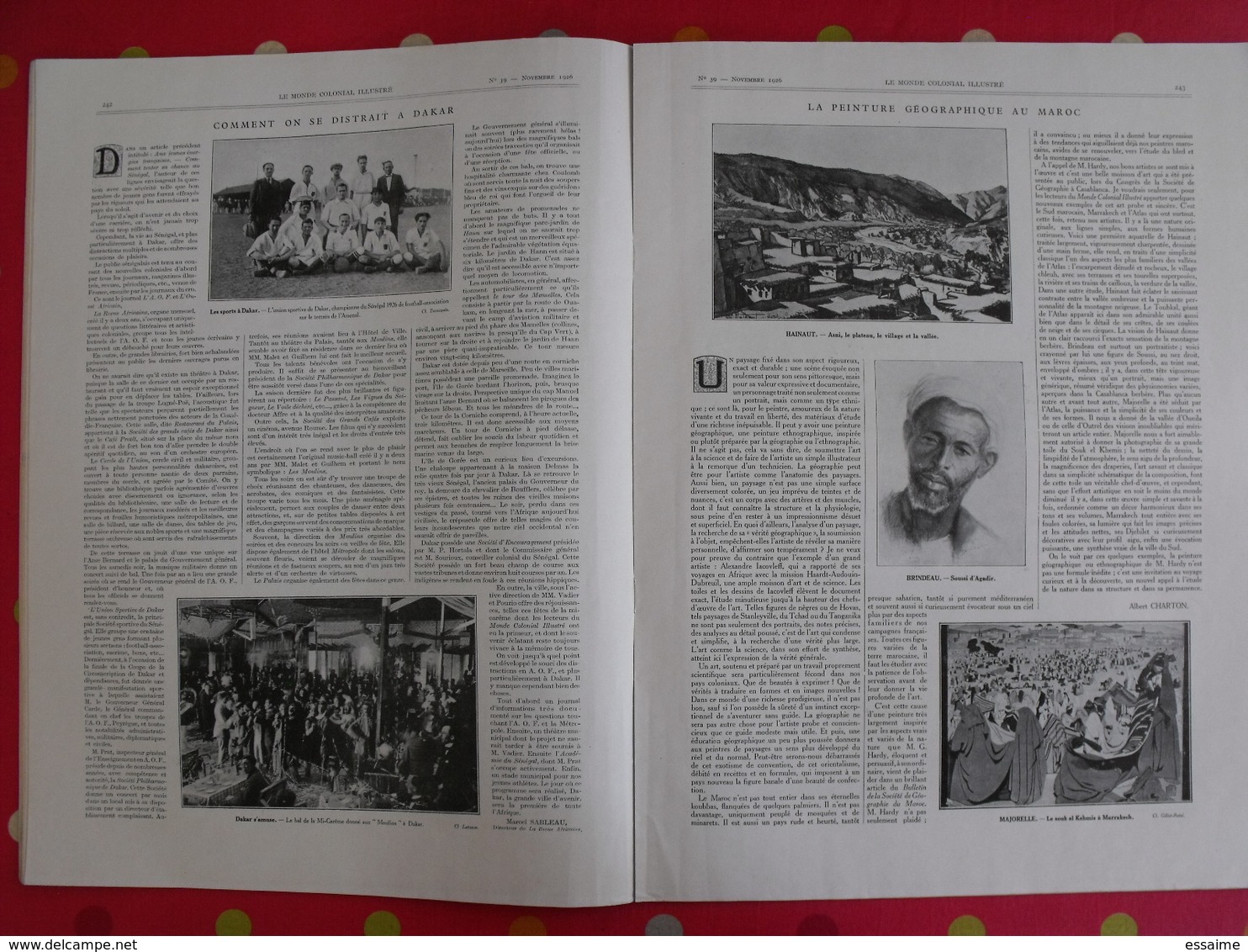le monde colonial illustré n° 39 de 1926. tonkin hanoi oubangui-chari saint-pierre miquelon réunion dakar indochine