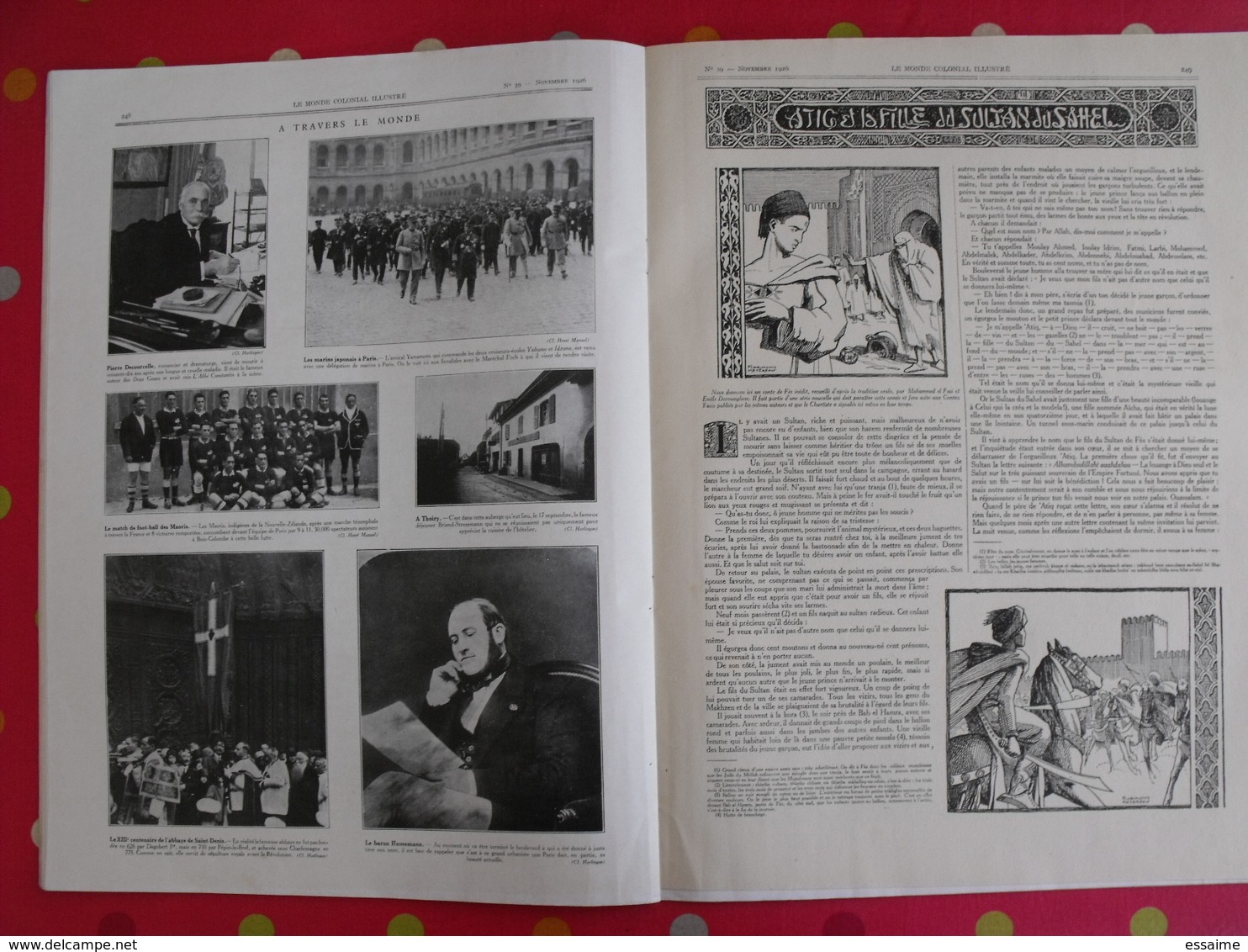 le monde colonial illustré n° 39 de 1926. tonkin hanoi oubangui-chari saint-pierre miquelon réunion dakar indochine